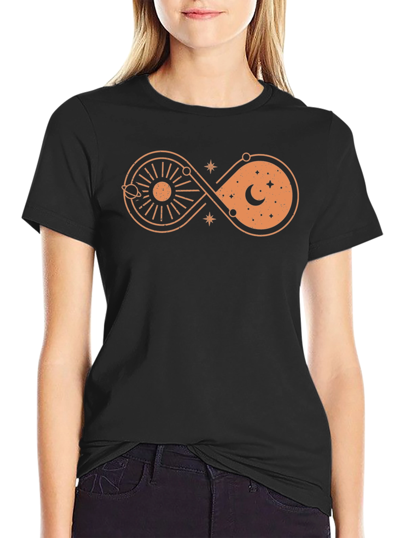 Cosmic Infinity T-Shirt - Sun Moon and Stars Design