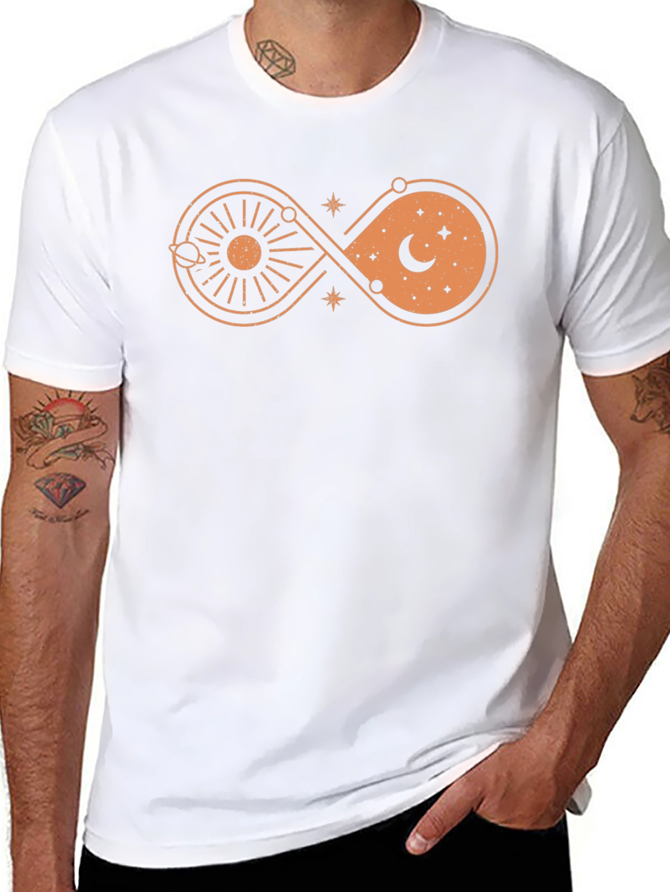 Cosmic Infinity T-Shirt - Sun Moon and Stars Design