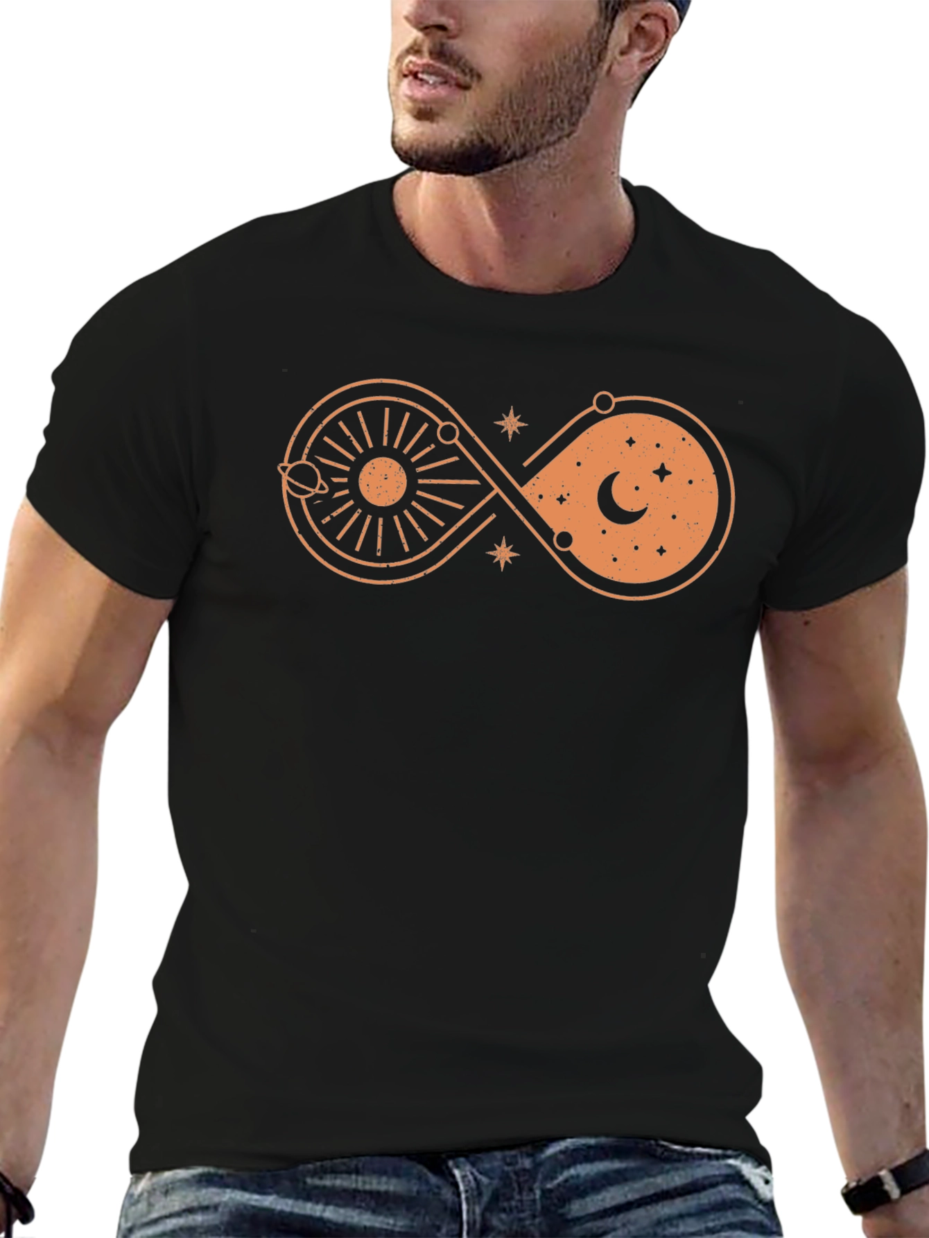 Cosmic Infinity T-Shirt - Sun Moon and Stars Design
