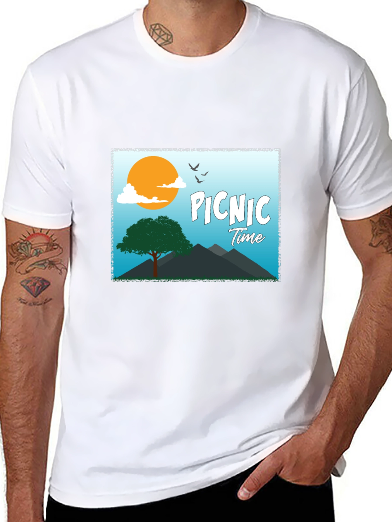 Picnic Time Graphic Tee - Black Casual T-Shirt
