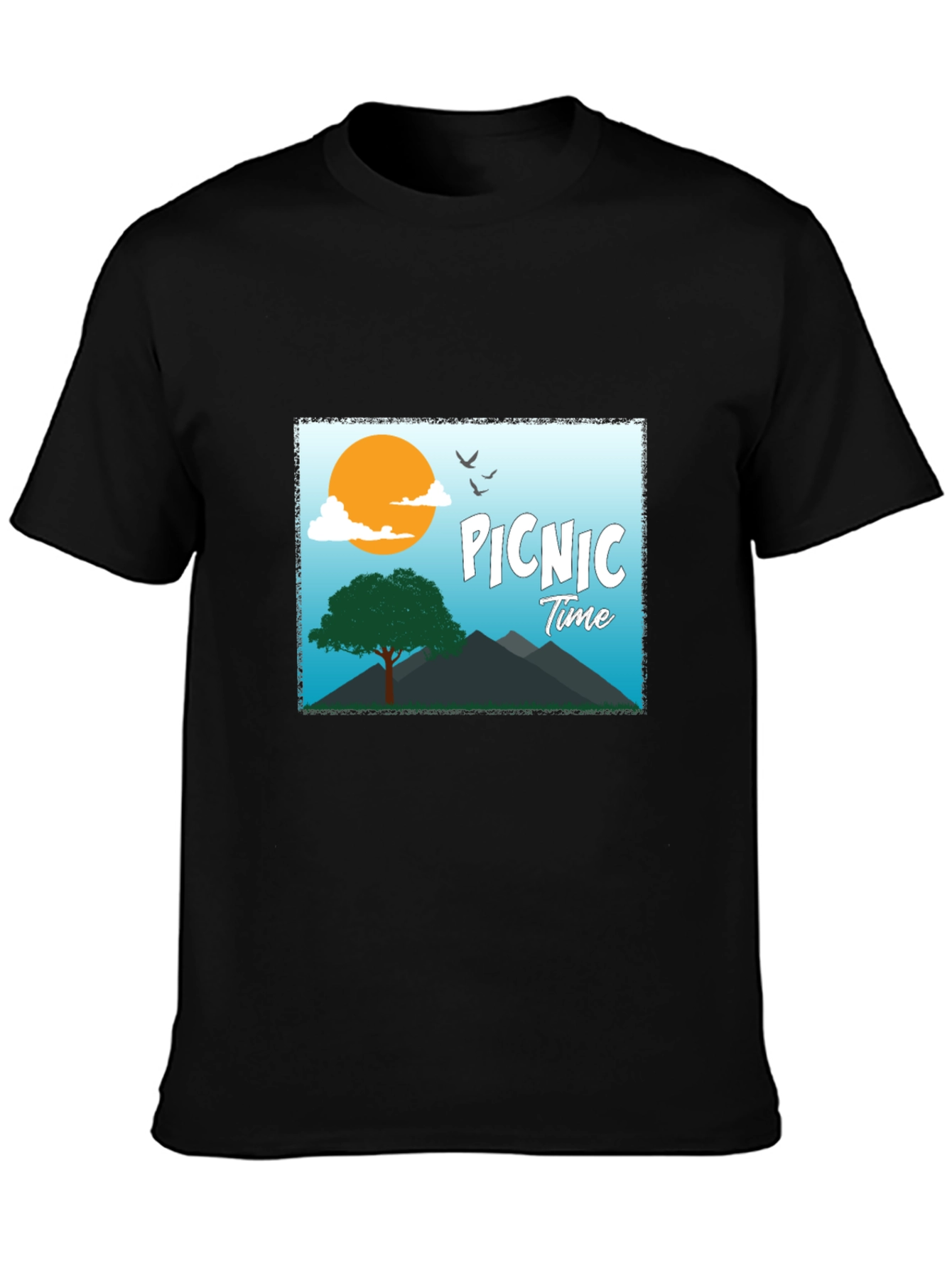 Picnic Time Graphic Tee - Black Casual T-Shirt