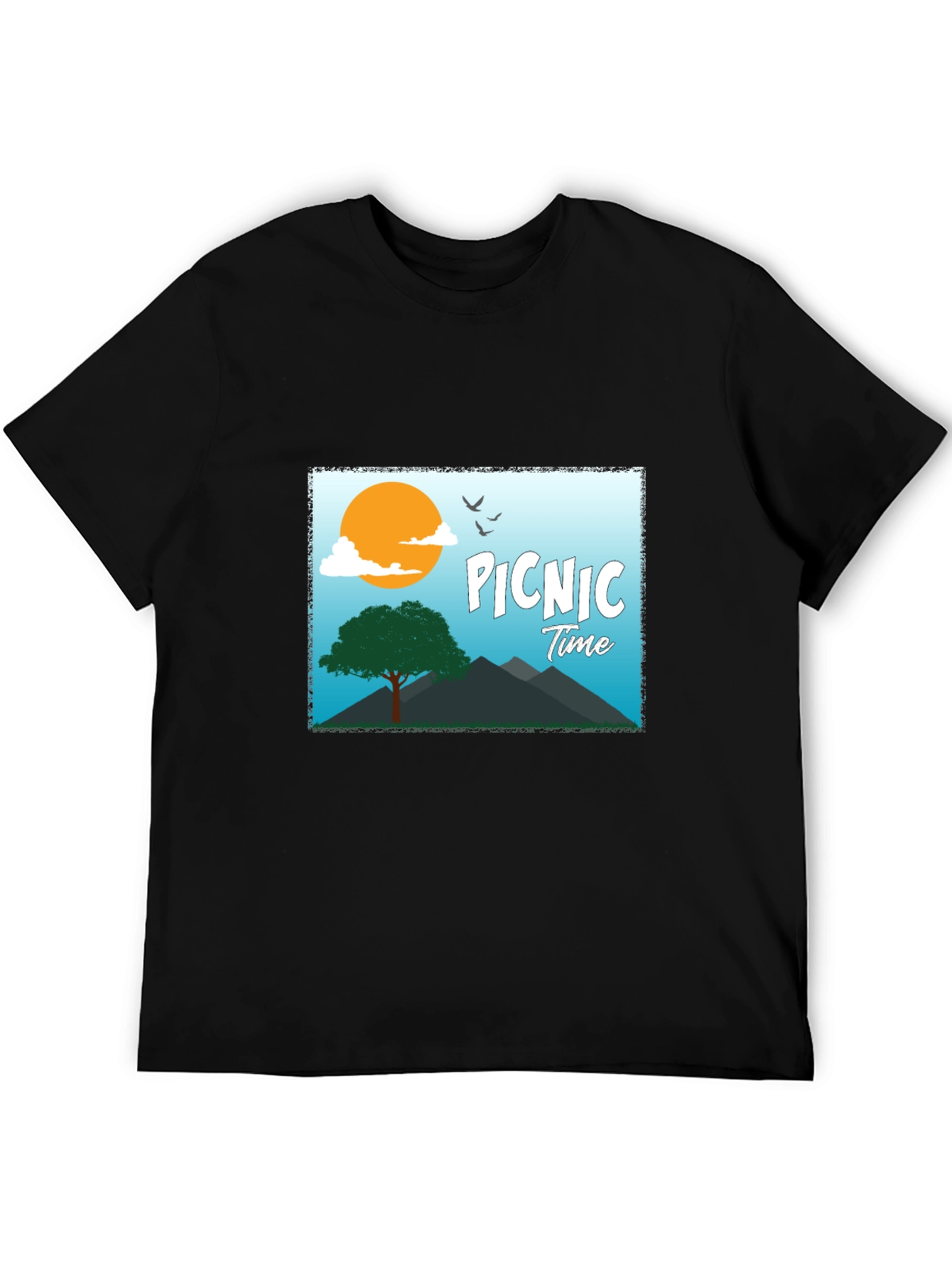 Picnic Time Graphic Tee - Black Casual T-Shirt