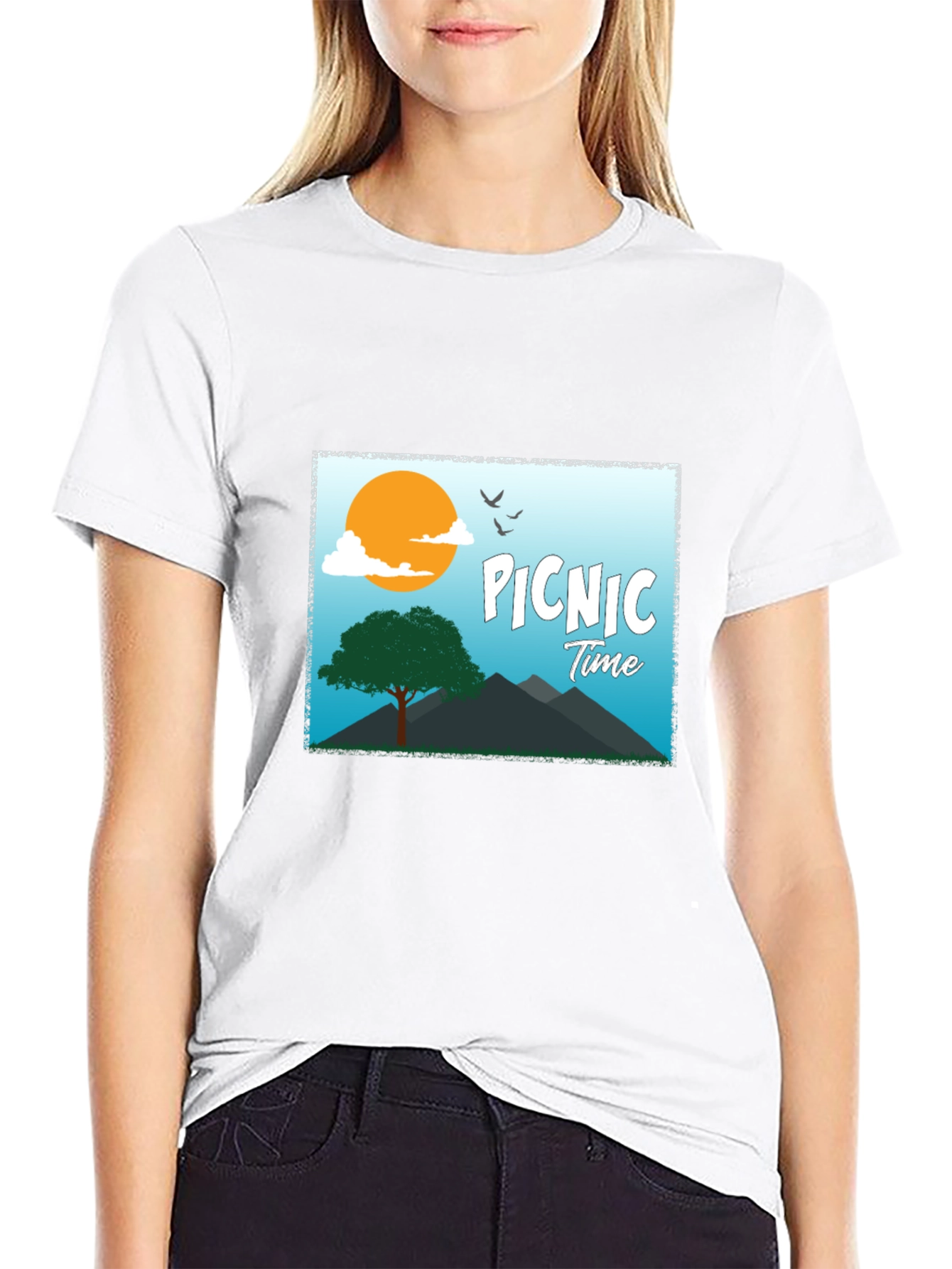 Picnic Time Graphic Tee - Black Casual T-Shirt