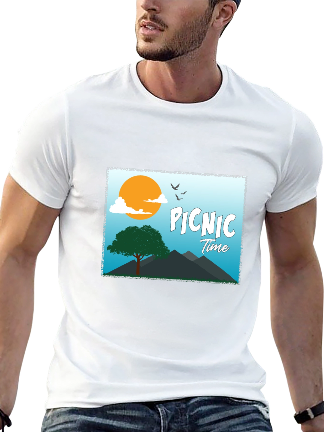 Picnic Time Graphic Tee - Black Casual T-Shirt