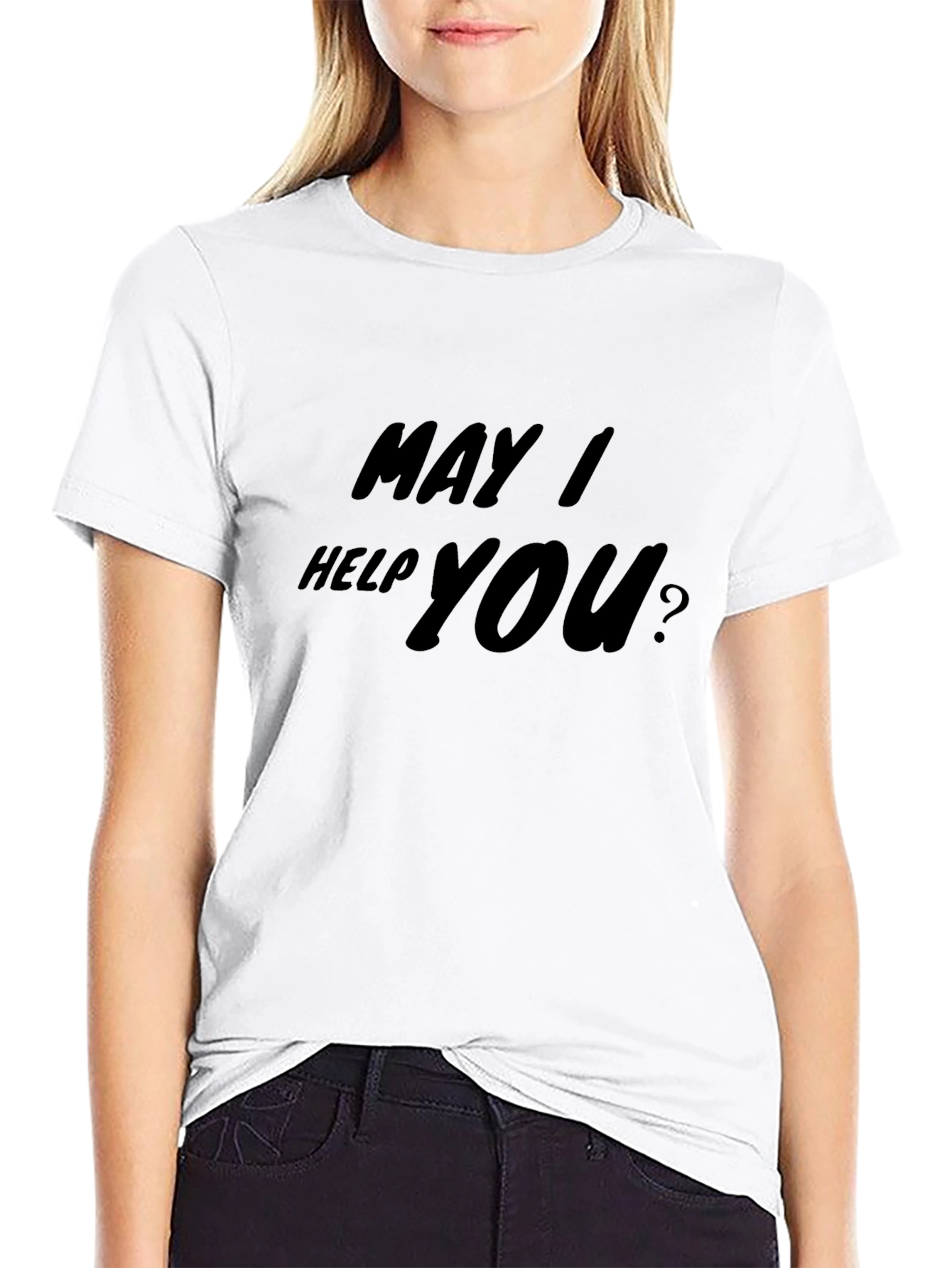 May I Help You? Black Cotton Tee