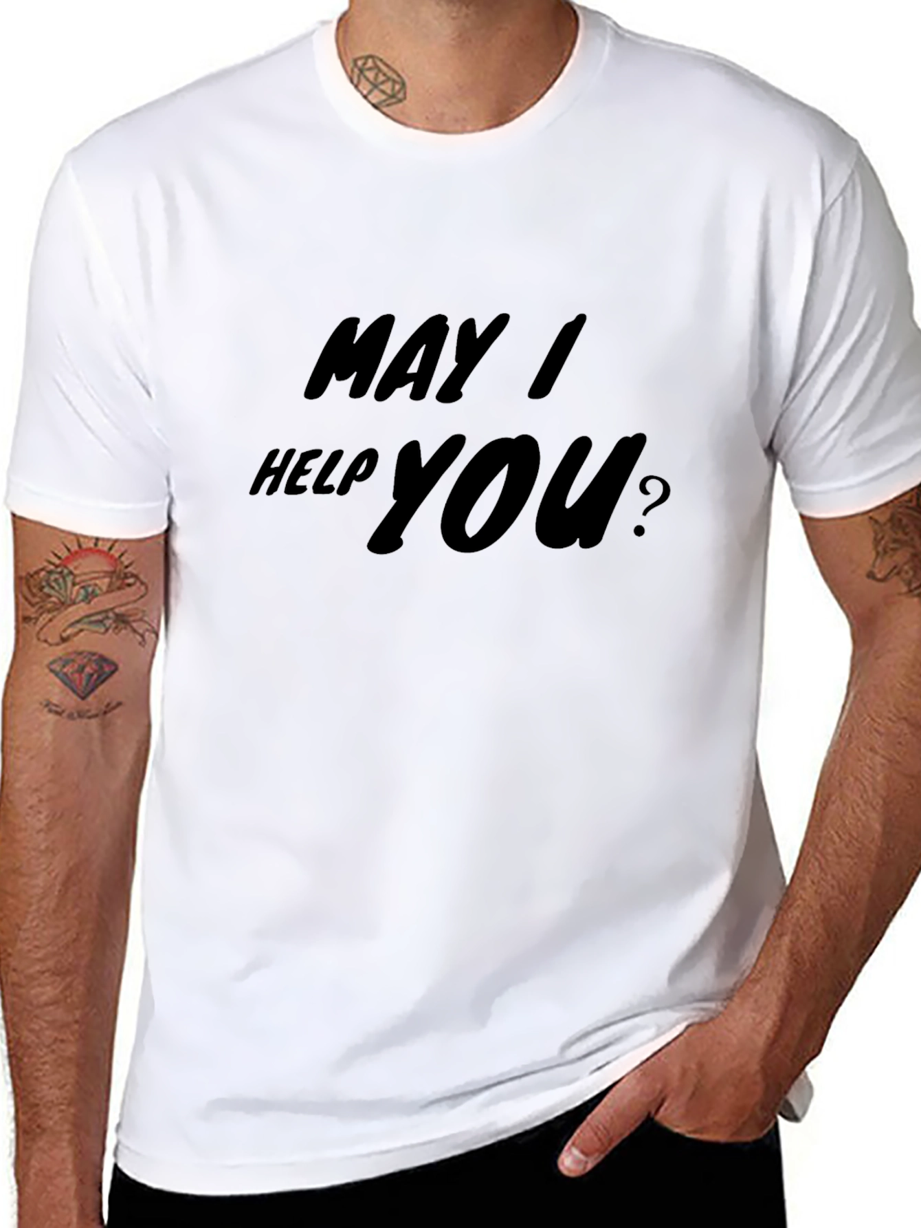 May I Help You? Black Cotton Tee