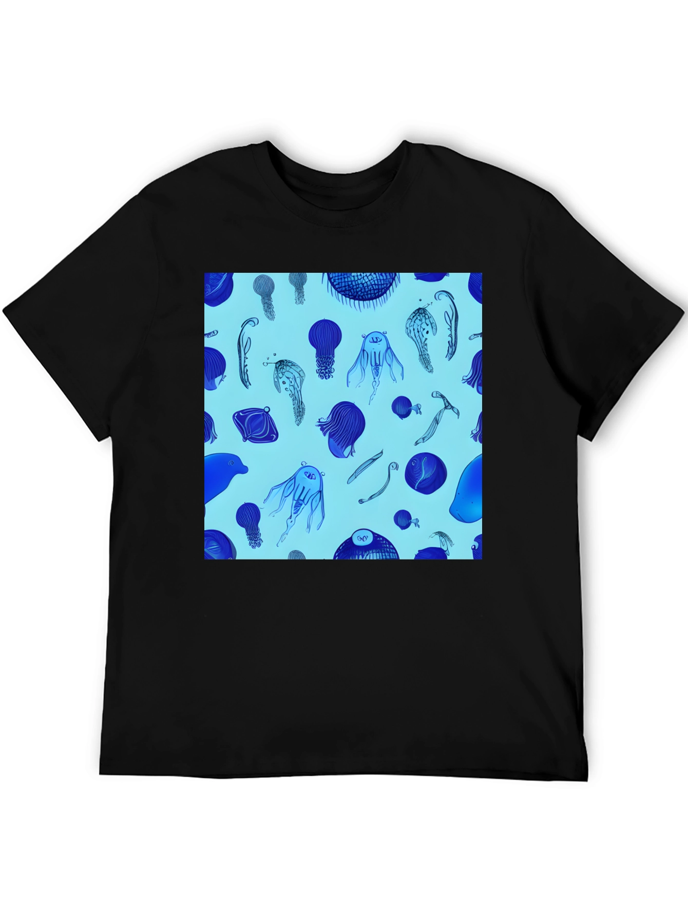 Jellyfish Print Tee - Stylish Black Cotton Blend T-Shirt
