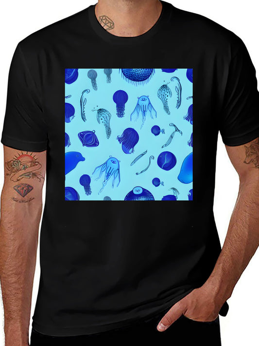 Jellyfish Print Tee - Stylish Black Cotton Blend T-Shirt
