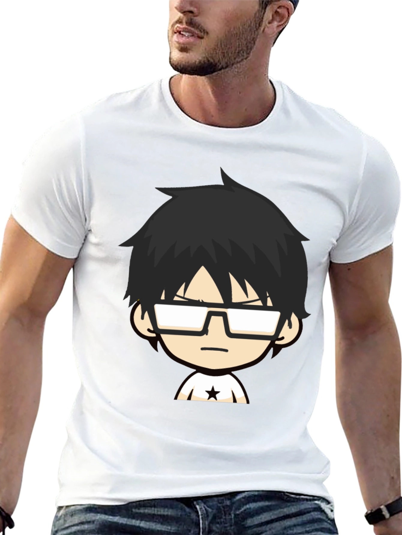 Black Graphic Tee - Cartoon Character