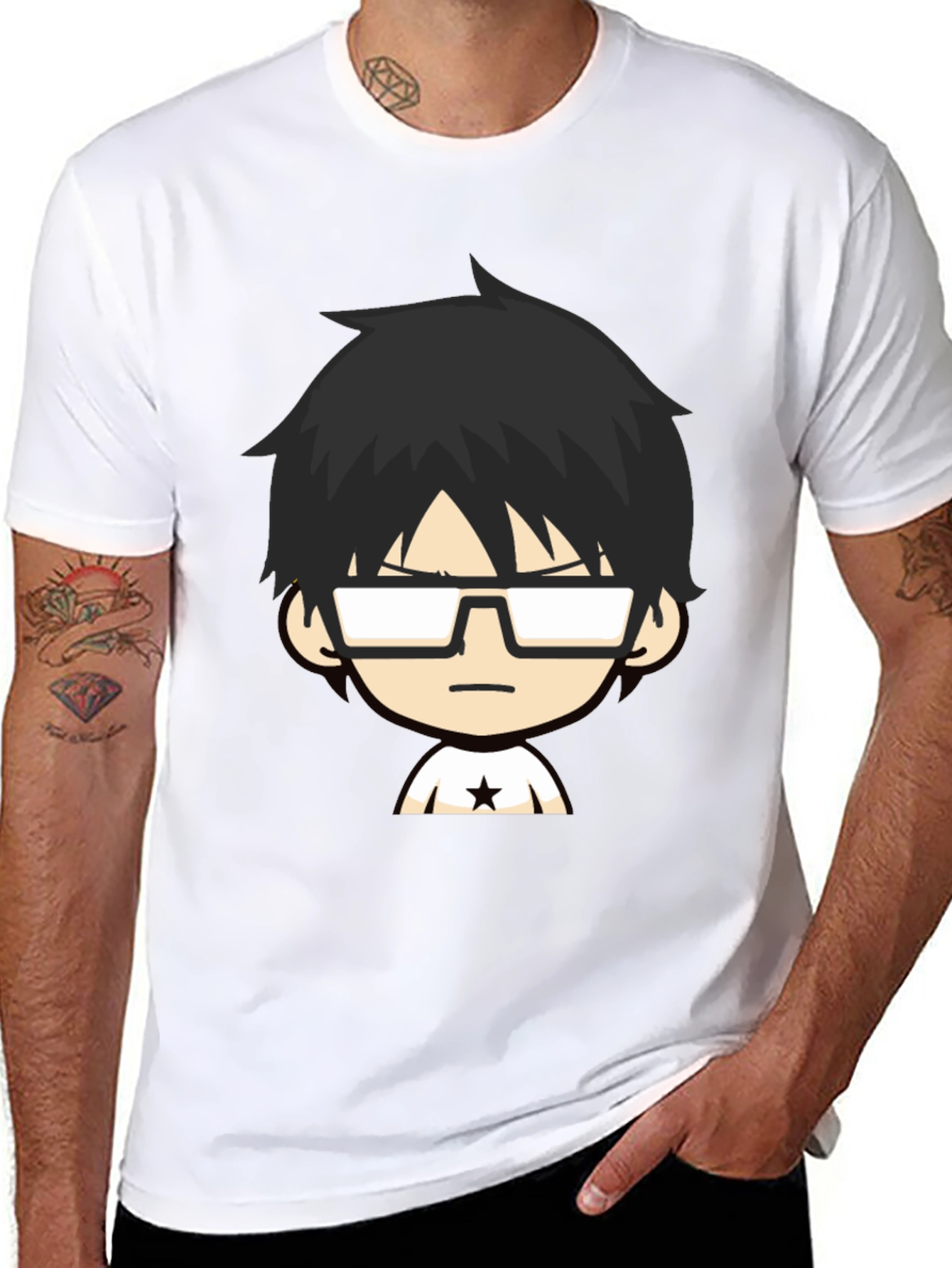 Black Graphic Tee - Cartoon Character