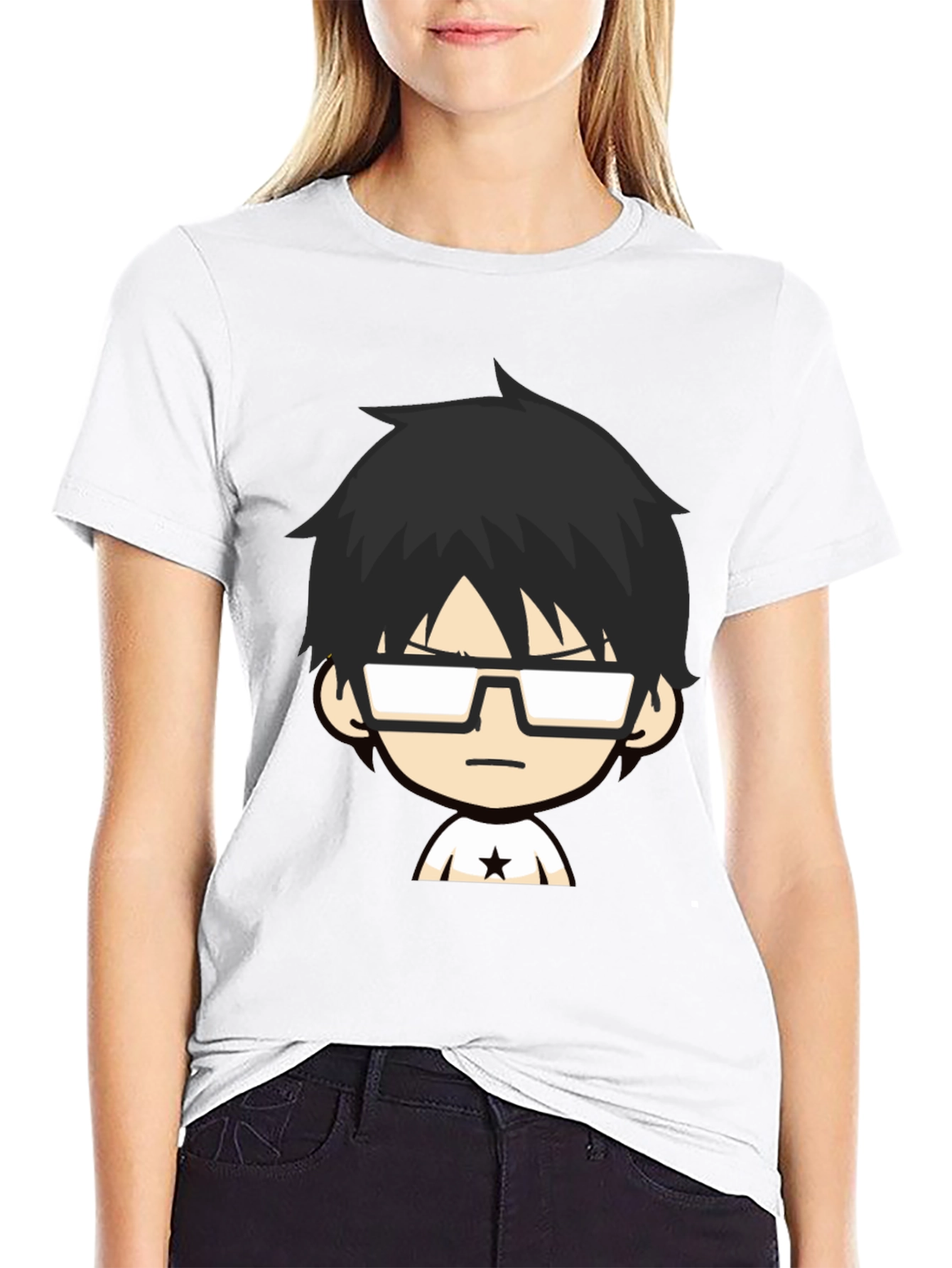 Black Graphic Tee - Cartoon Character