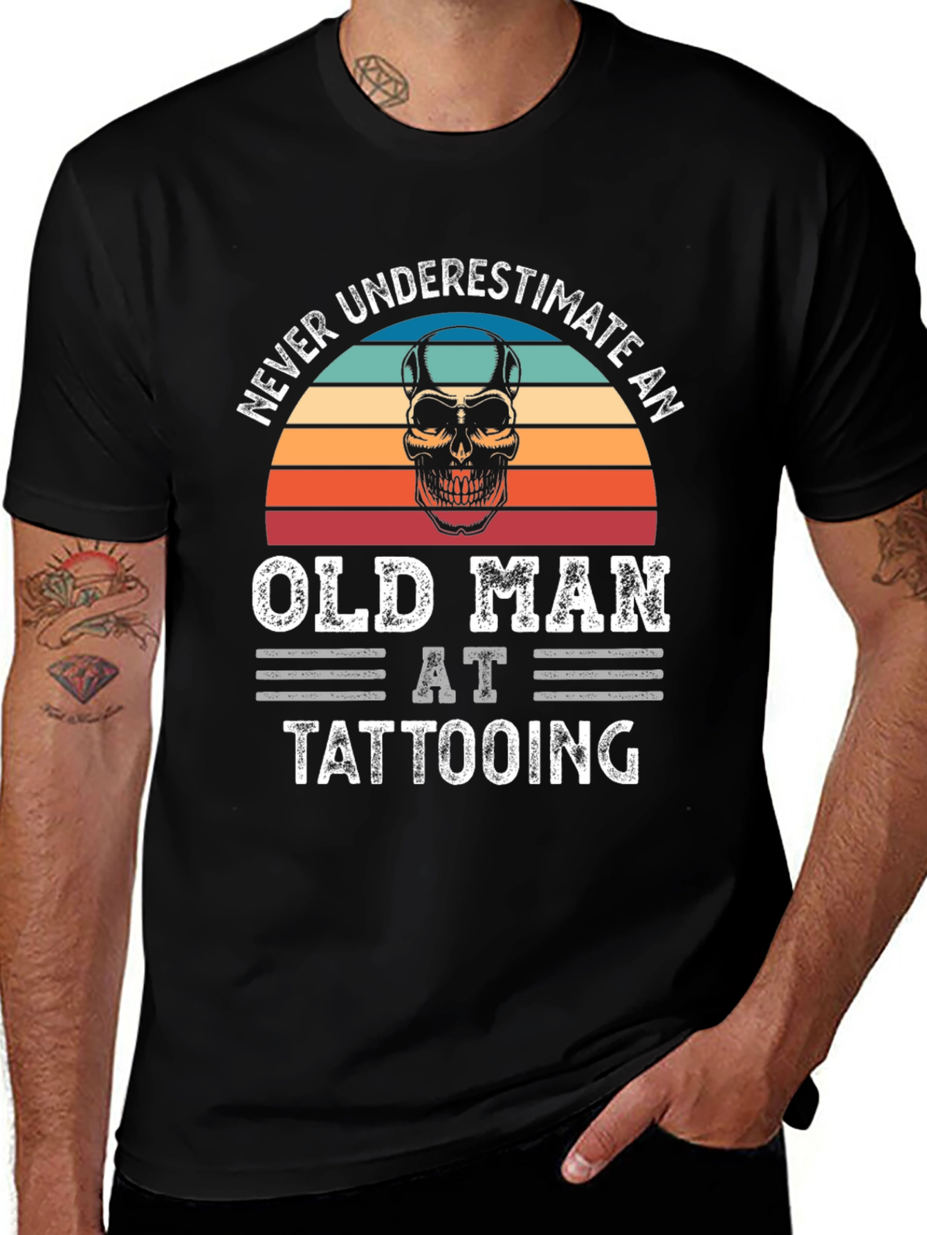 Never Underestimate Old Man Tattooing T-Shirt