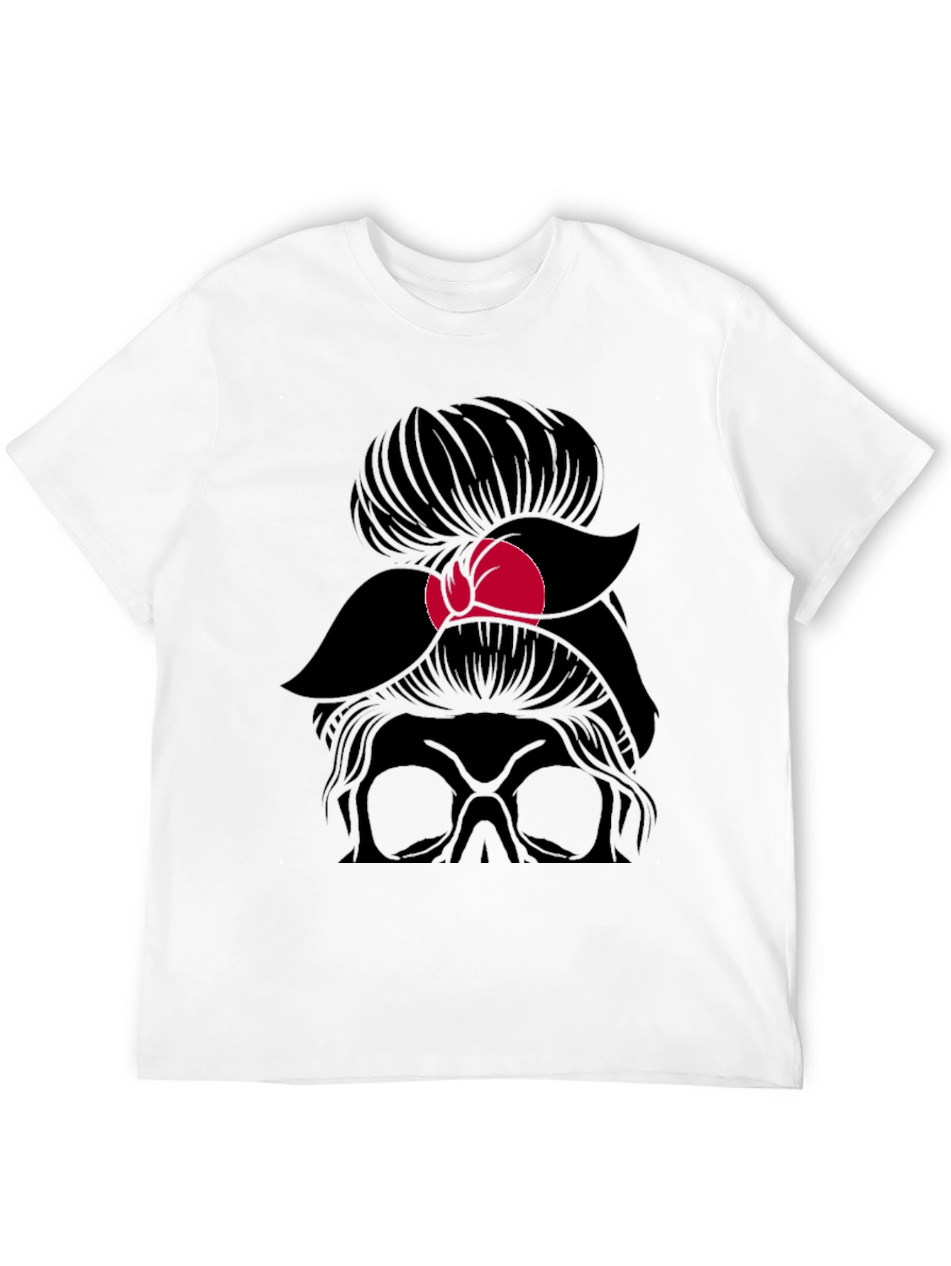 Messy Bun Skull Graphic T-Shirt