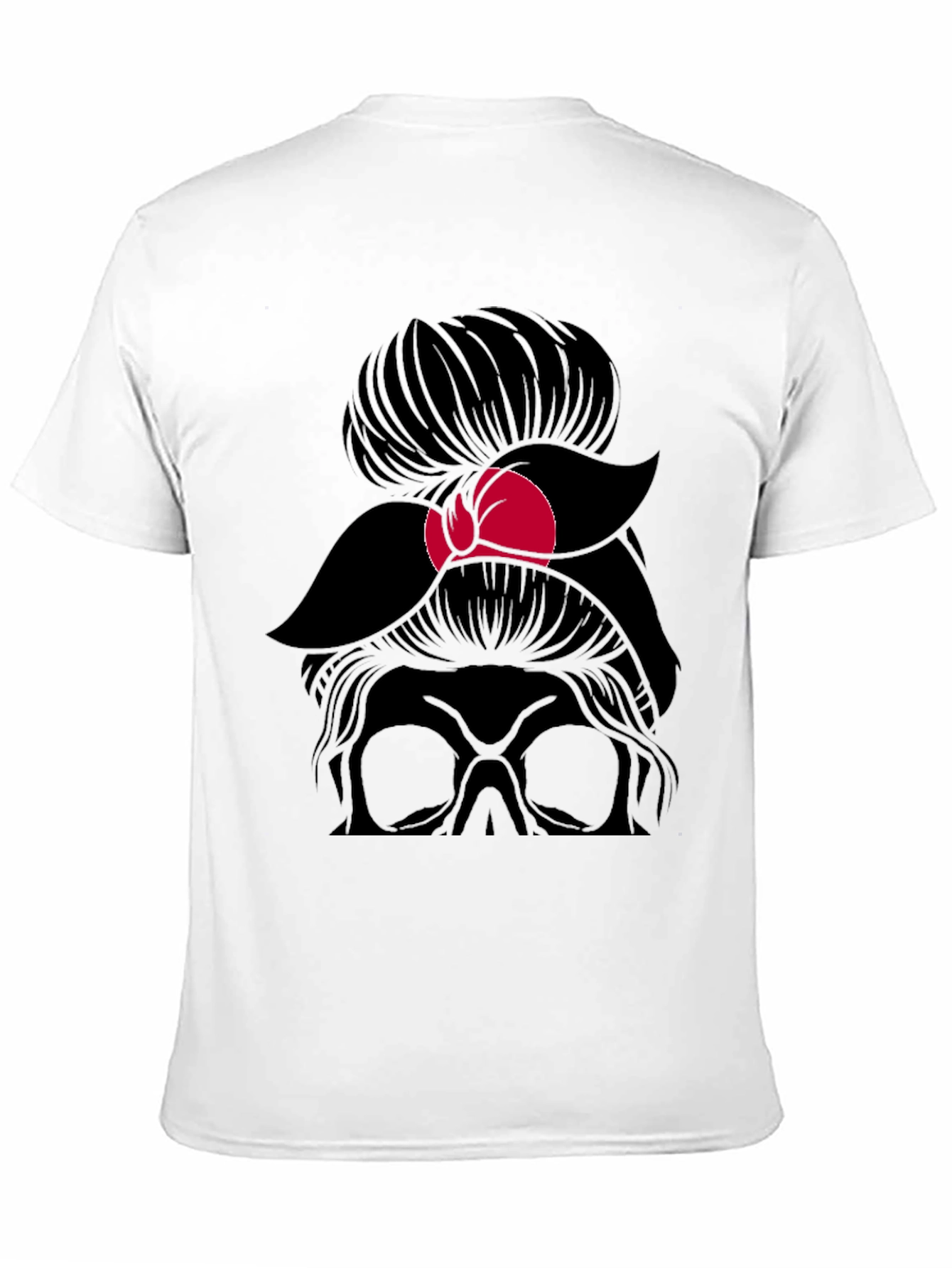 Messy Bun Skull Graphic T-Shirt