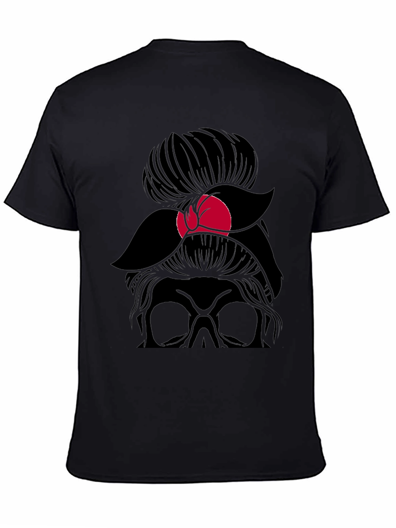 Messy Bun Skull Graphic T-Shirt