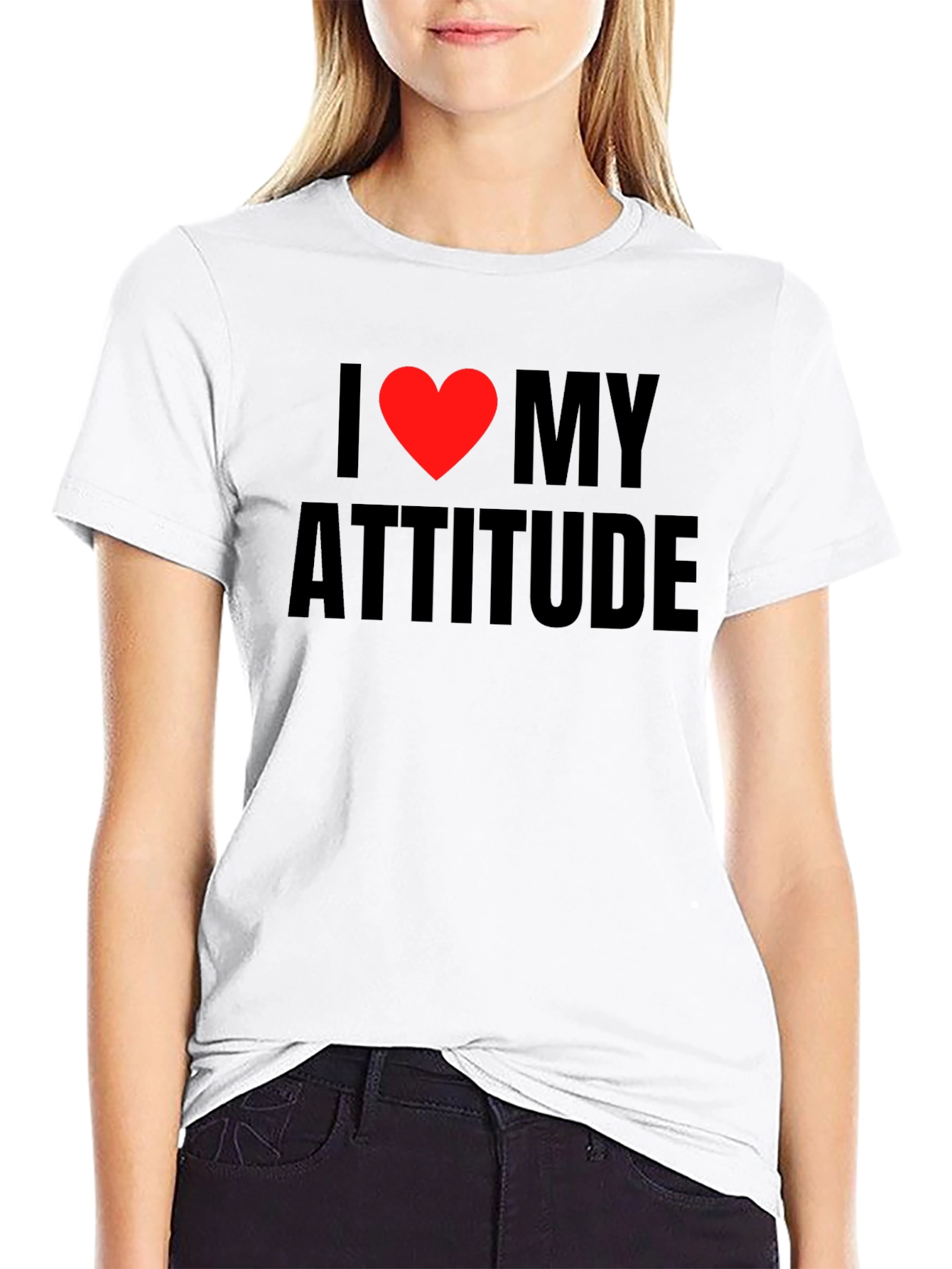 I Heart My Attitude T-Shirt - Black