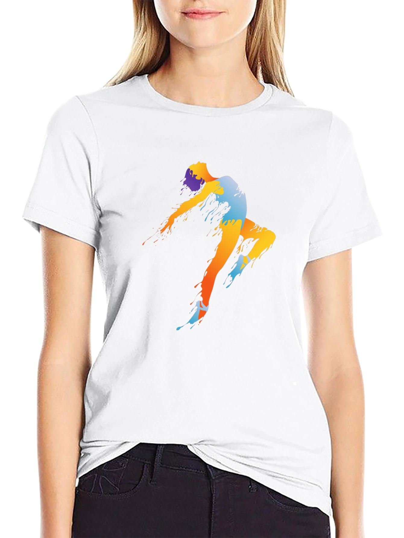 Abstract Dancer Graphic Tee - Black