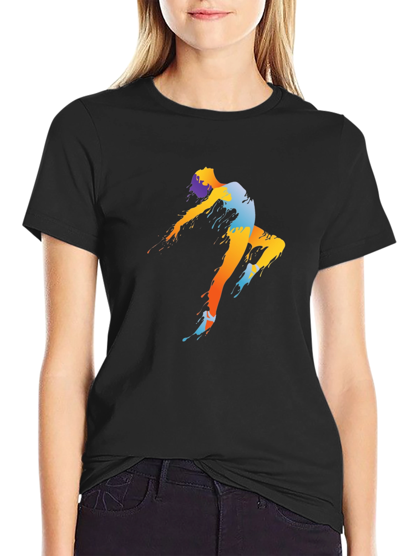 Abstract Dancer Graphic Tee - Black