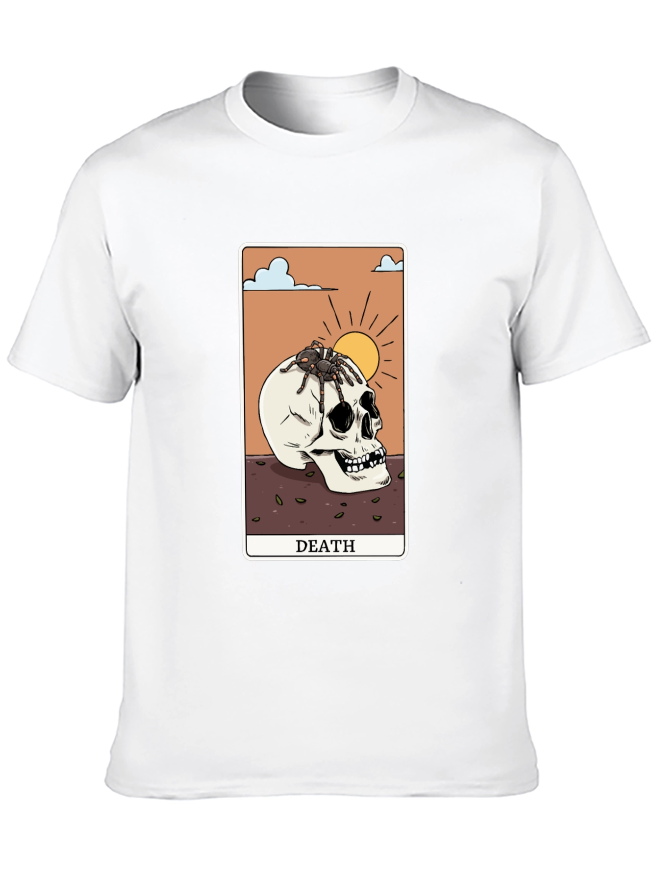 Death Tarot Card Graphic Tee - Skull & Spider