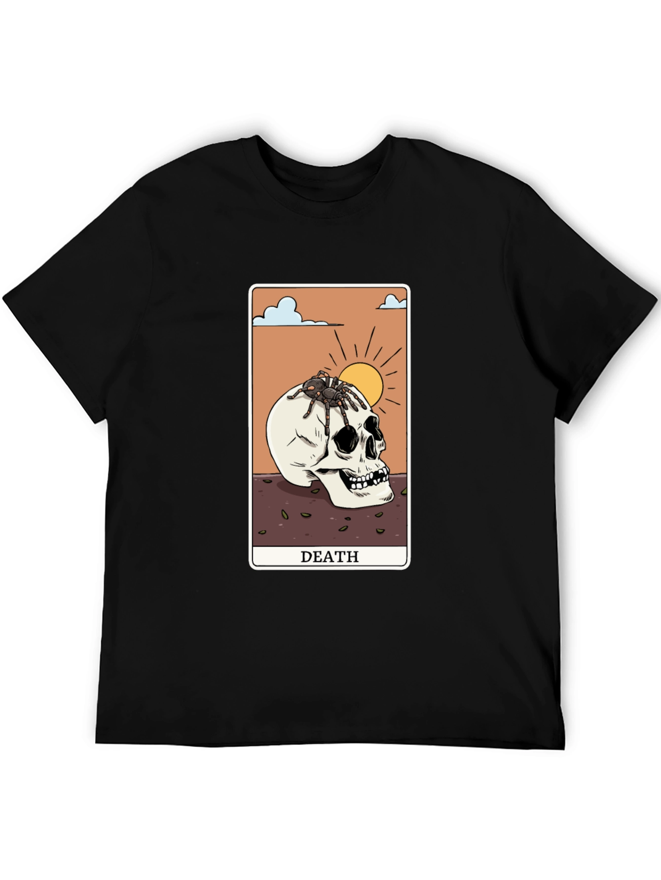 Death Tarot Card Graphic Tee - Skull & Spider