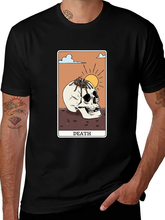 Death Tarot Card Graphic Tee - Skull & Spider