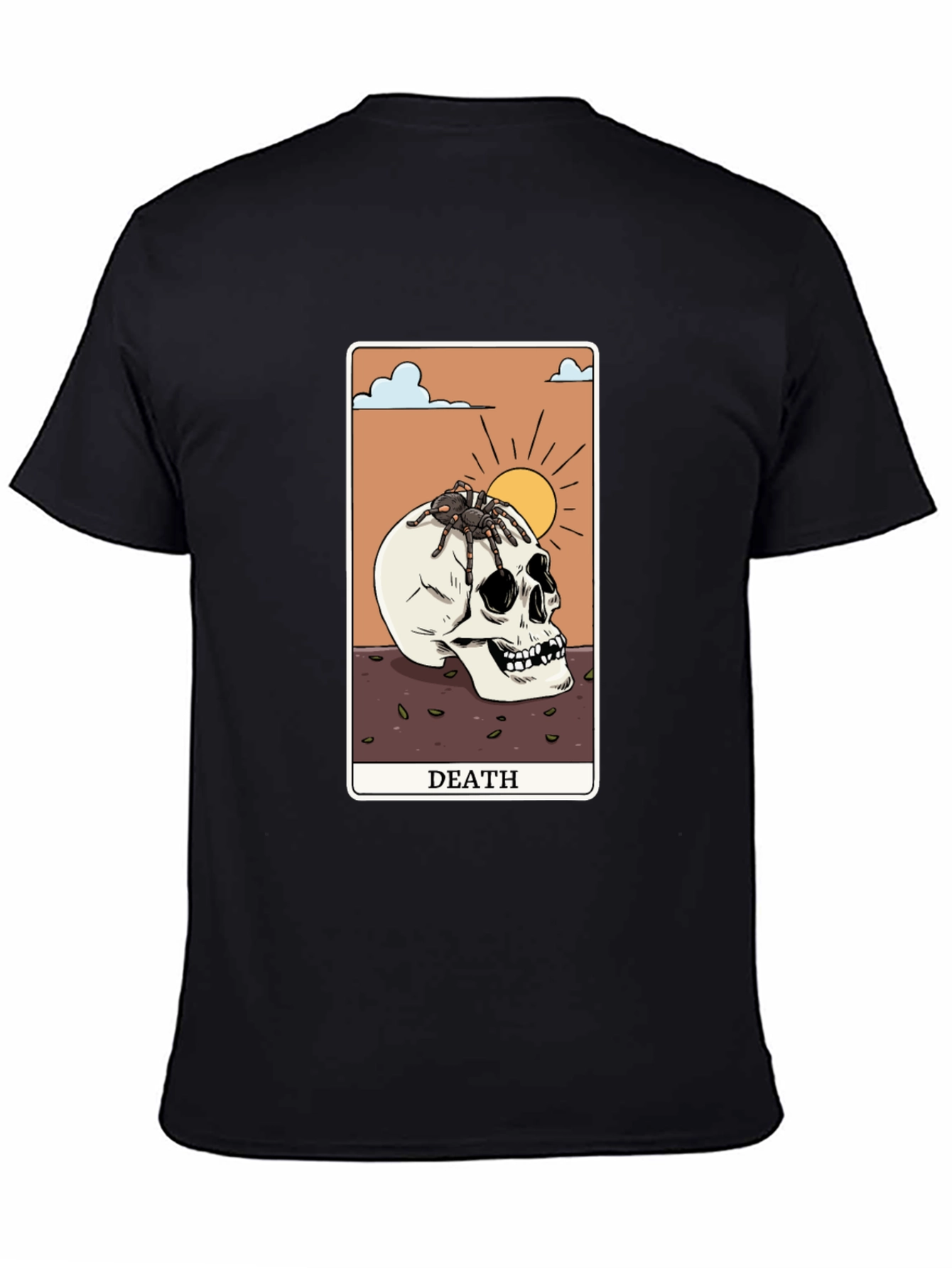 Death Tarot Card Graphic Tee - Skull & Spider