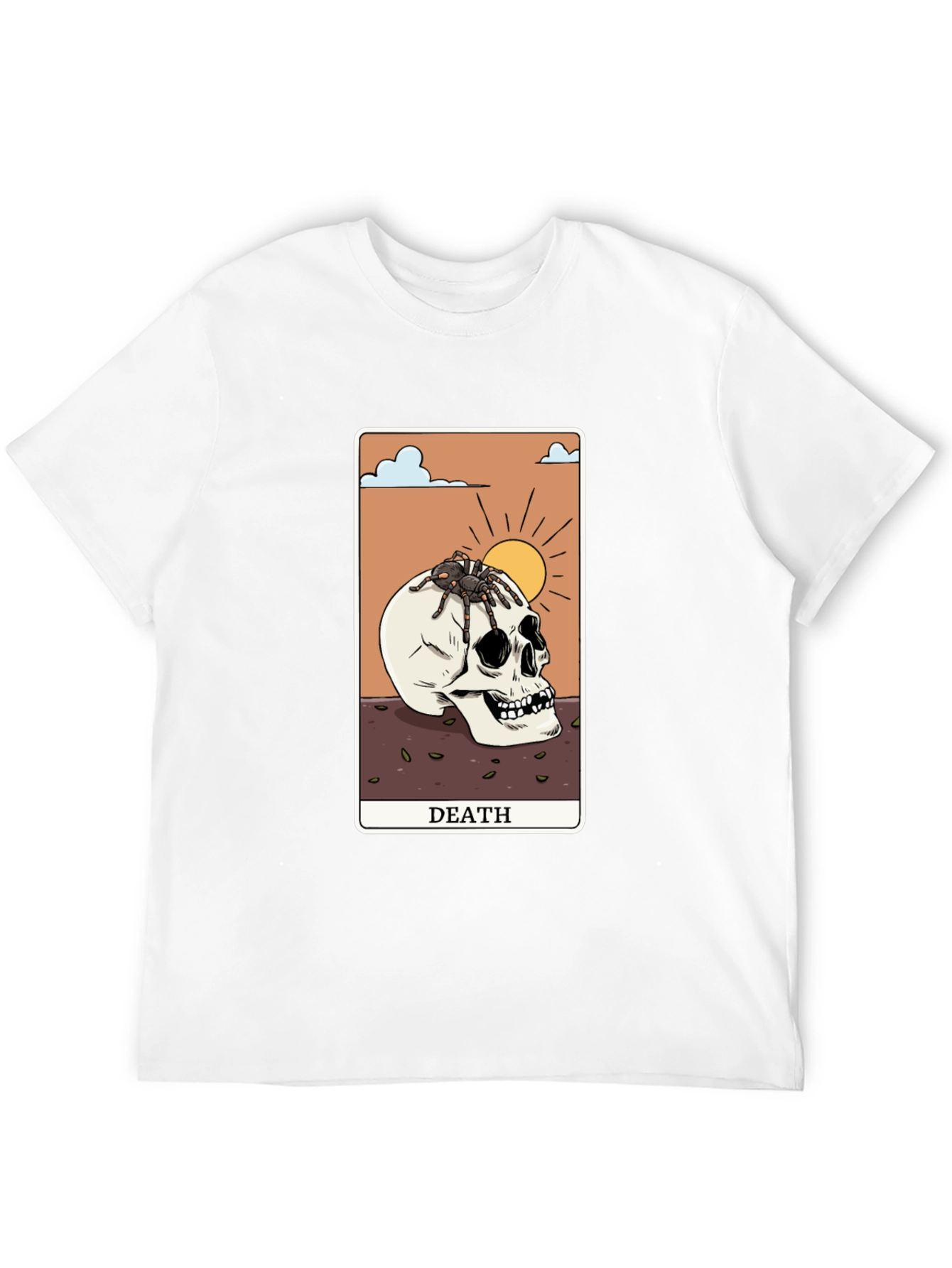 Death Tarot Card Graphic Tee - Skull & Spider