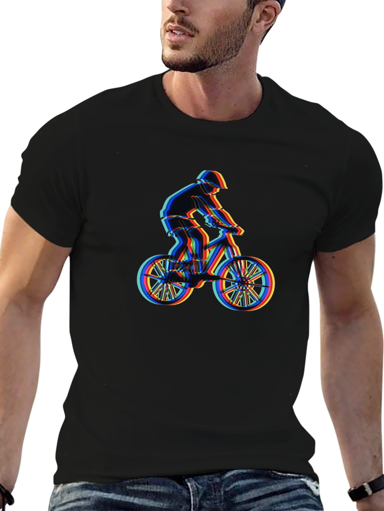 Cool Bike Rider Graphic T-Shirt - Black