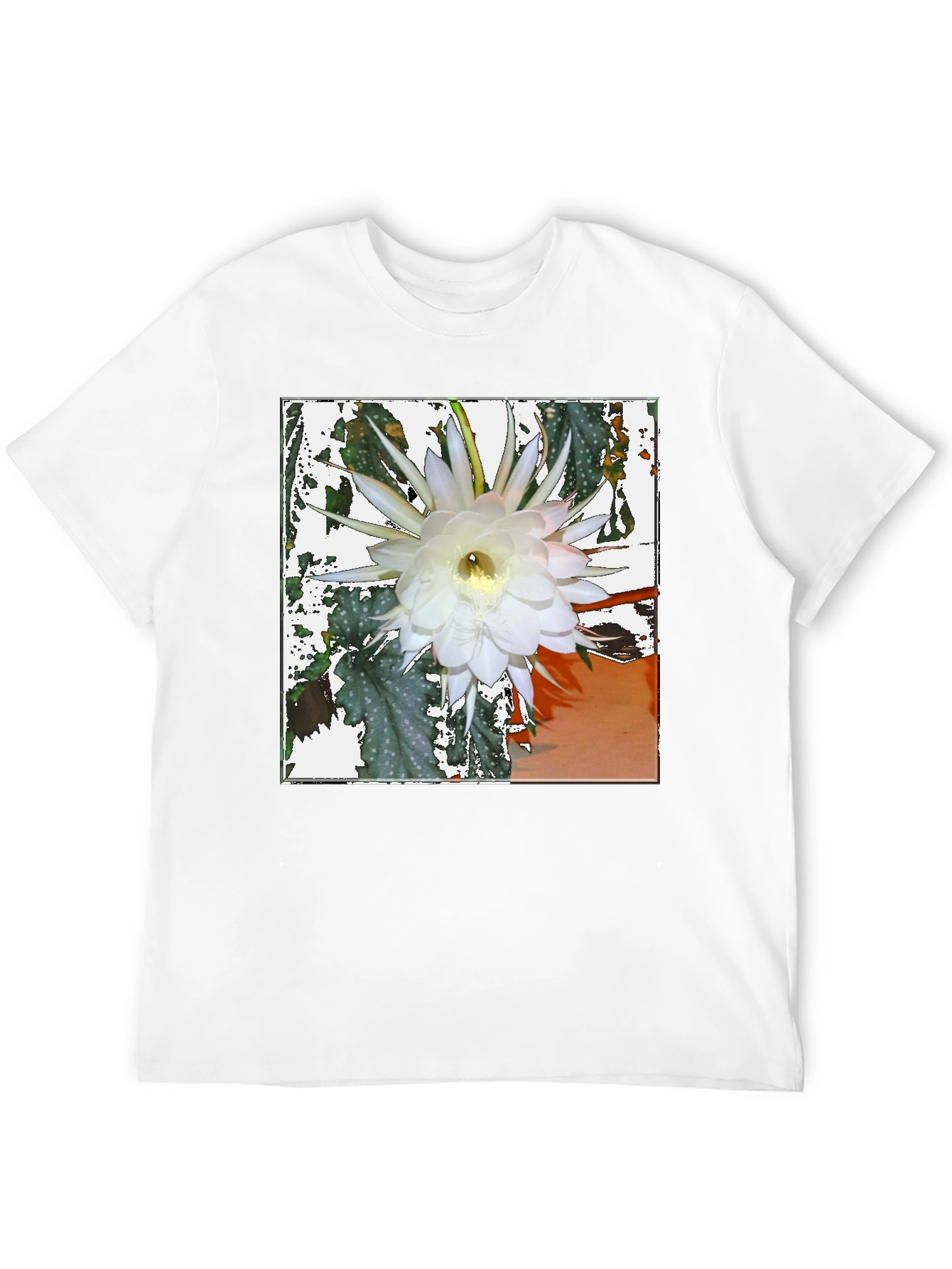Floral Print Tee - Night Blooming Cereus Design