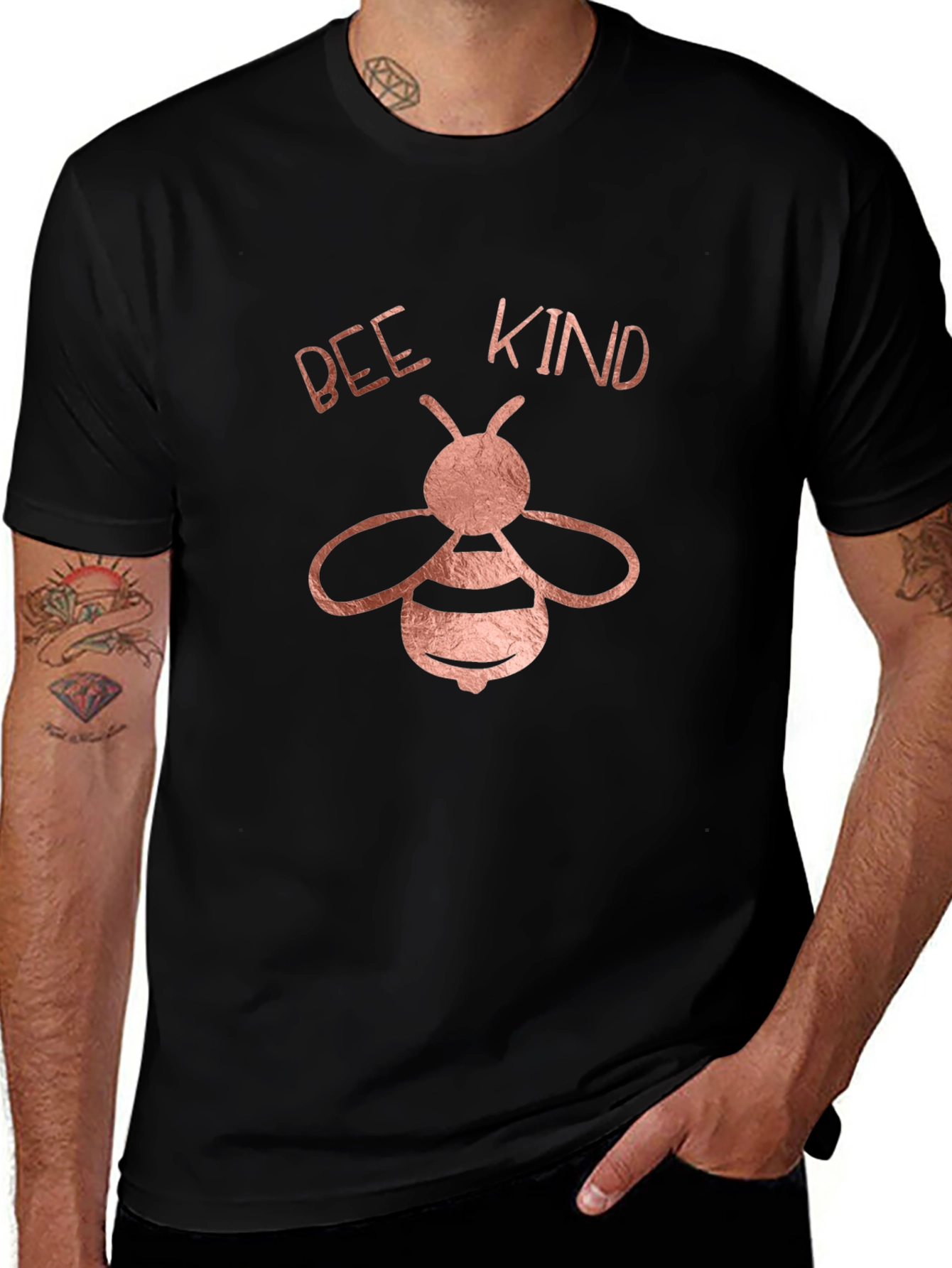 Bee Kind Graphic Tee - Black Crew Neck Shirt