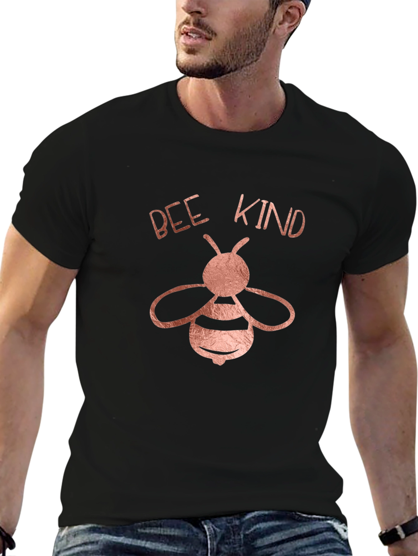 Bee Kind Graphic Tee - Black Crew Neck Shirt