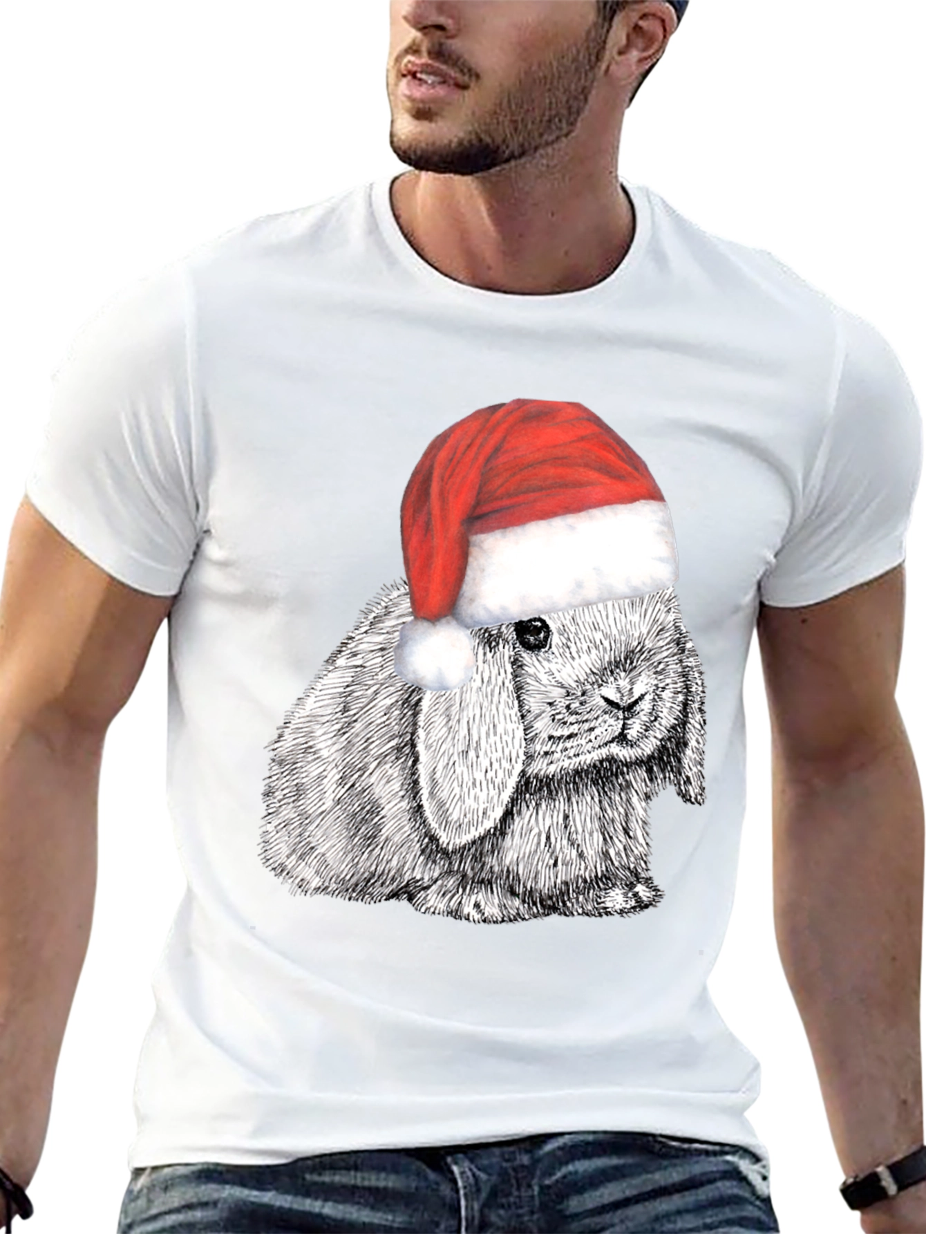 Christmas Bunny Graphic Tee - Holiday T-Shirt