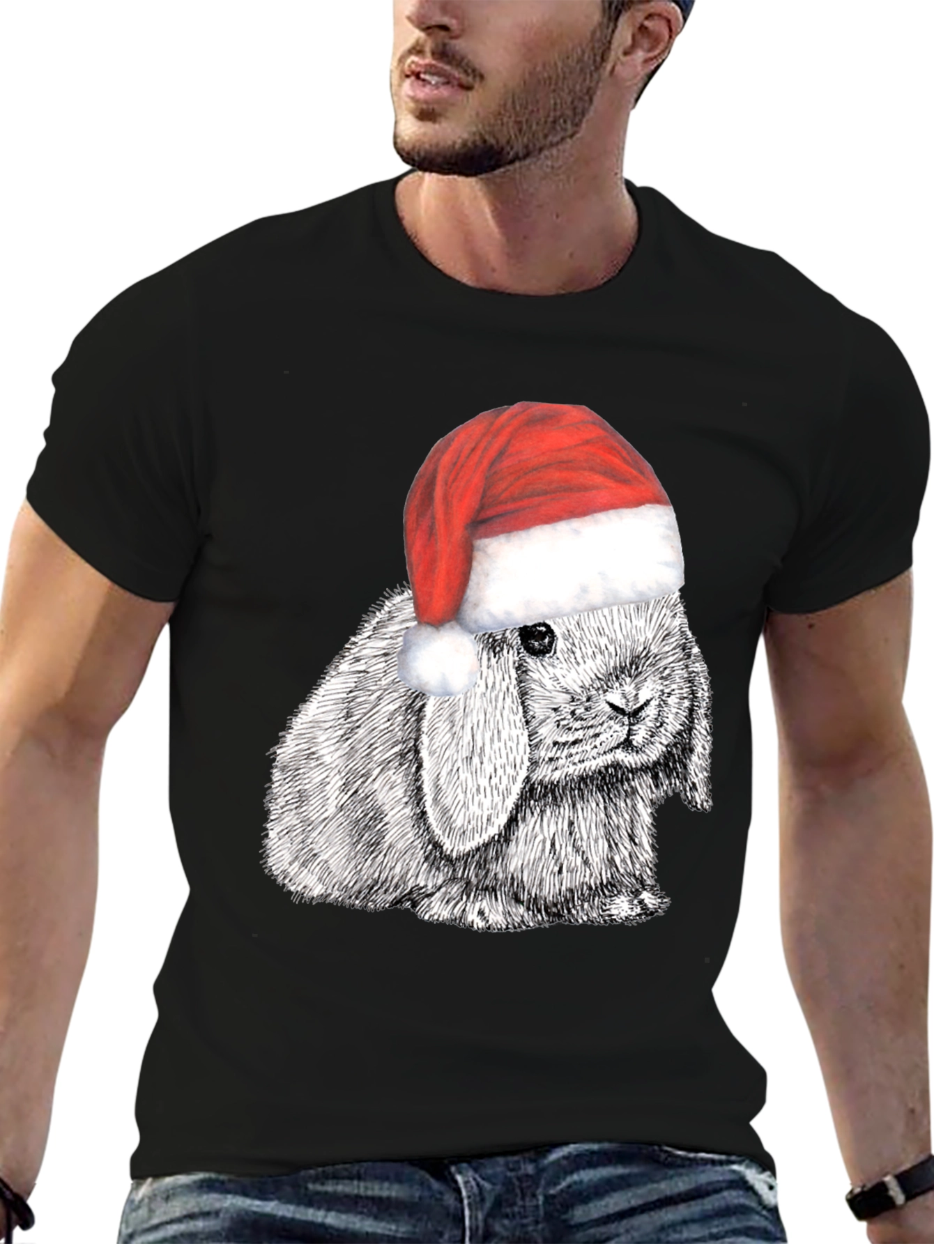 Christmas Bunny Graphic Tee - Holiday T-Shirt