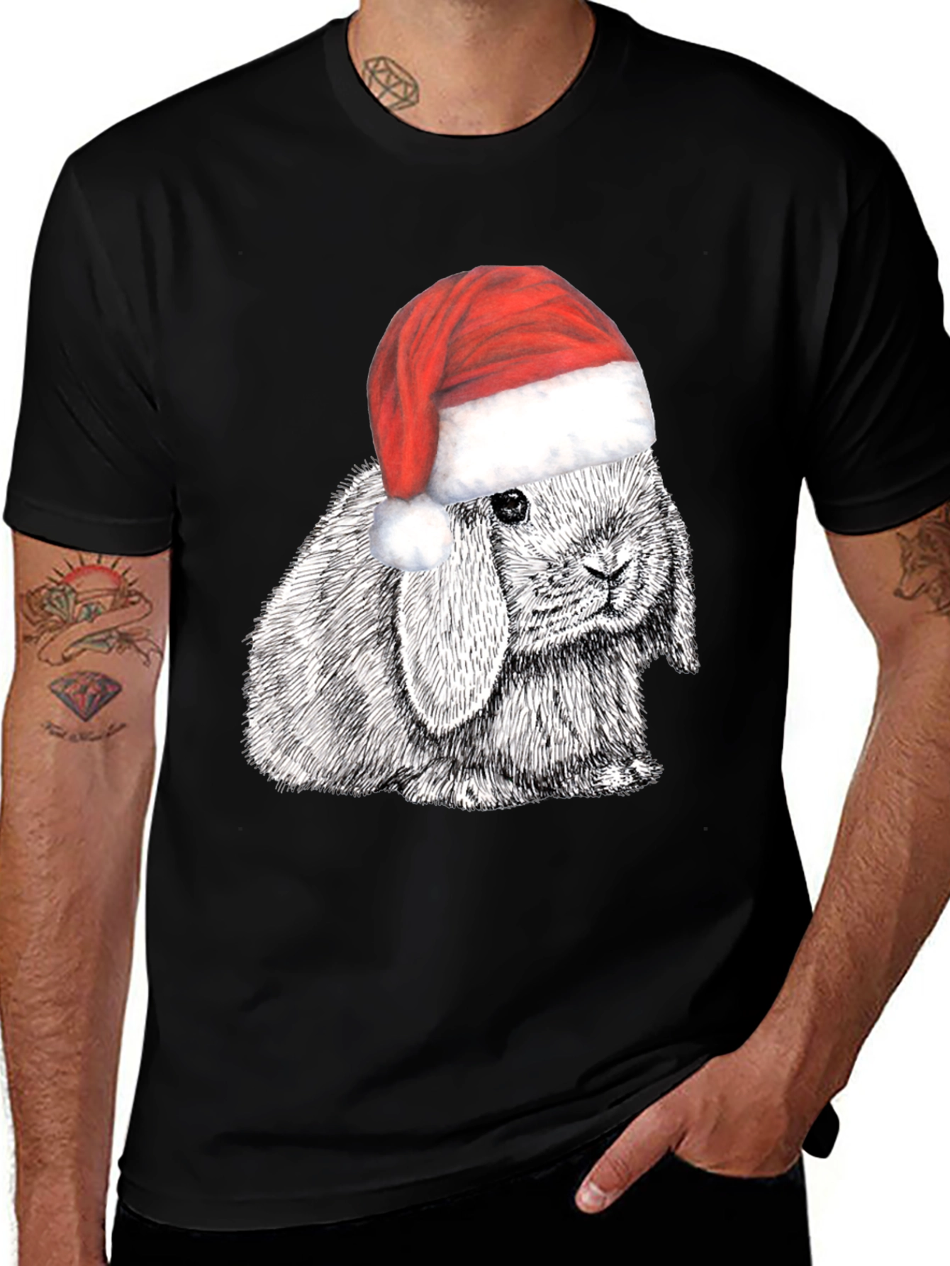 Christmas Bunny Graphic Tee - Holiday T-Shirt