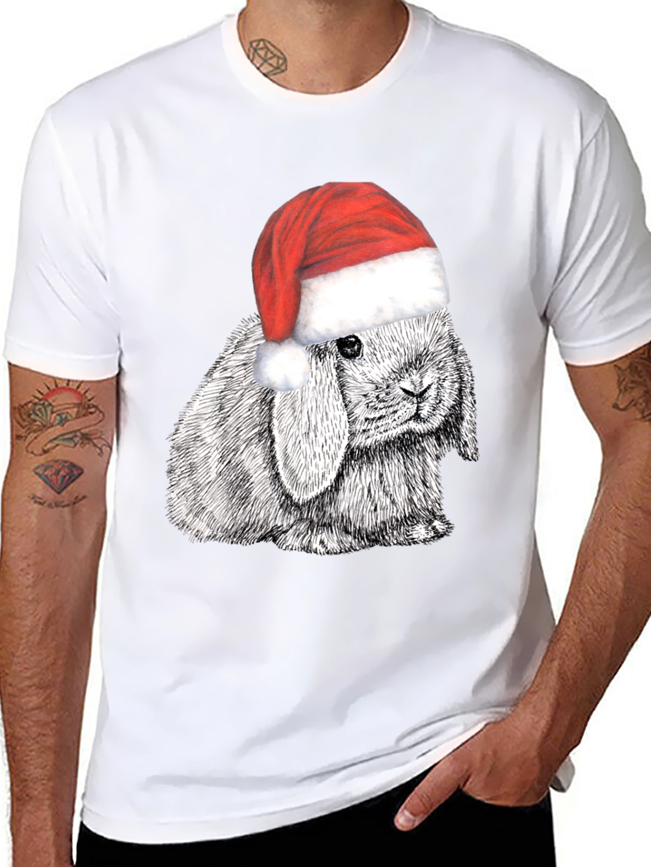 Christmas Bunny Graphic Tee - Holiday T-Shirt