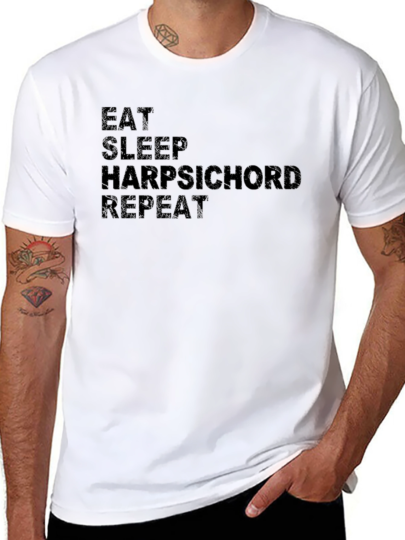 Eat Sleep Harpsichord Repeat Black T-Shirt