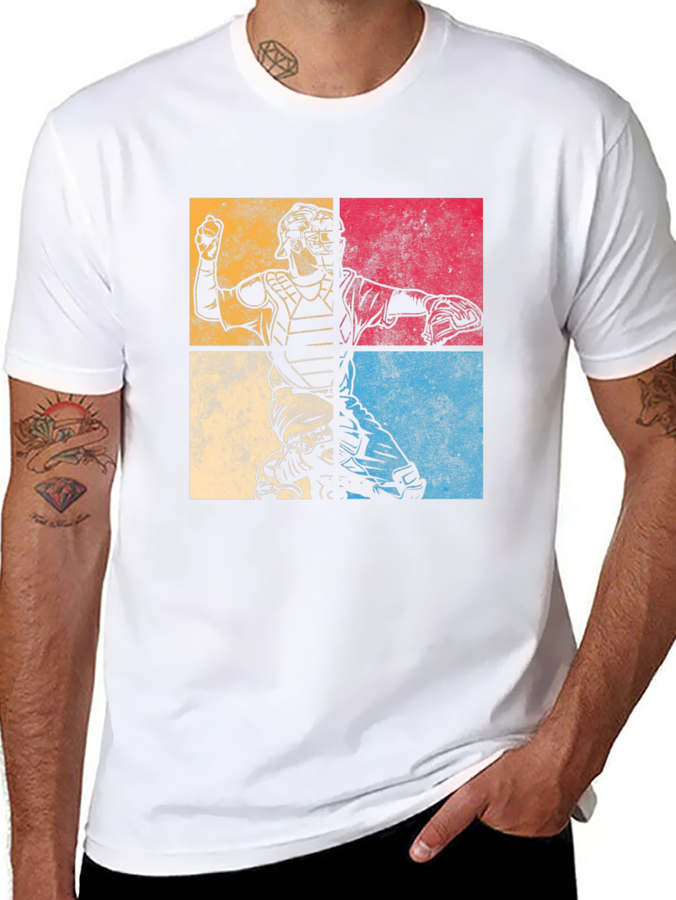 Retro Baseball Catcher Graphic T-Shirt