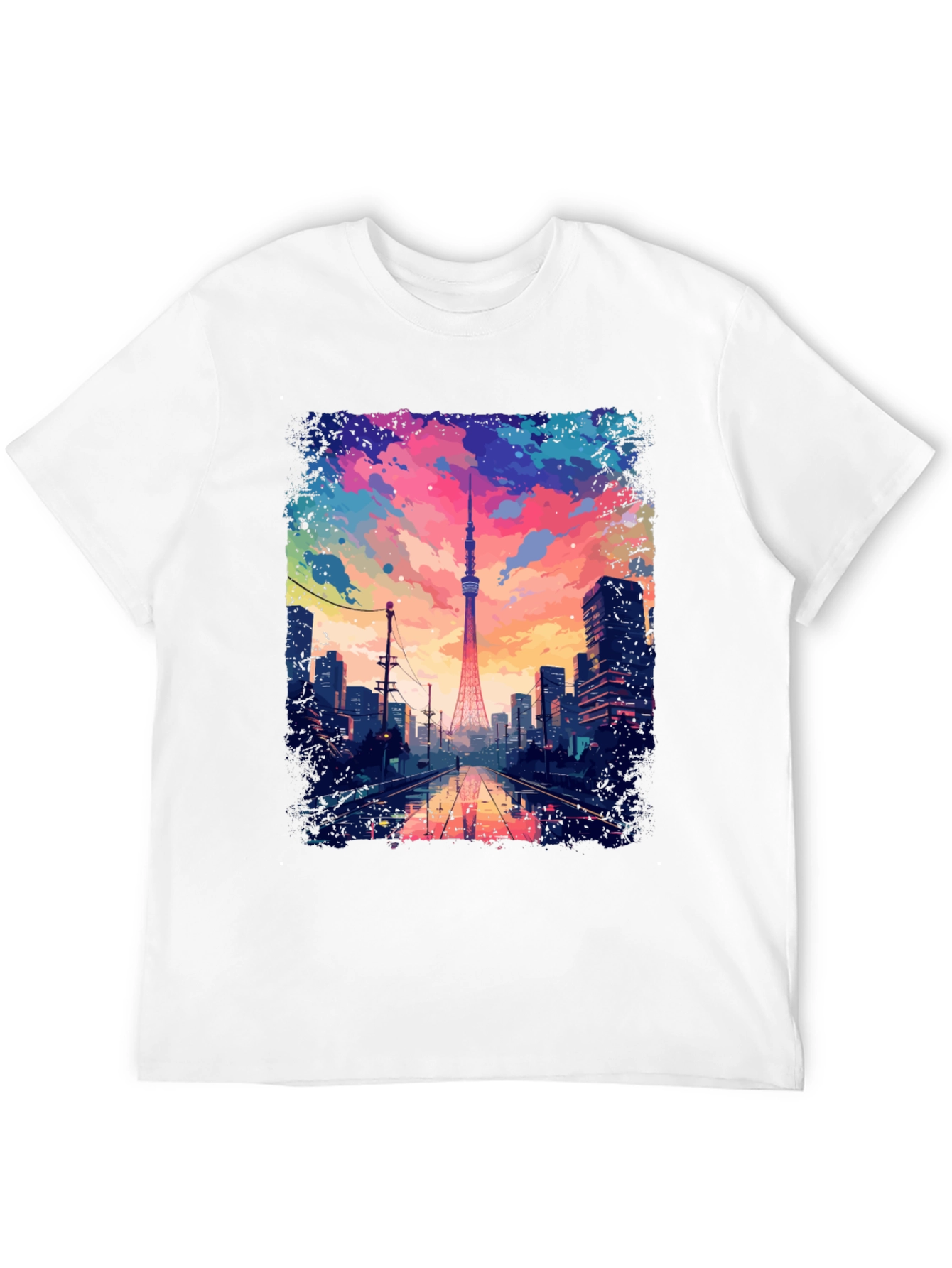 Tokyo Tower Graphic Tee - Artistic Cityscape Design
