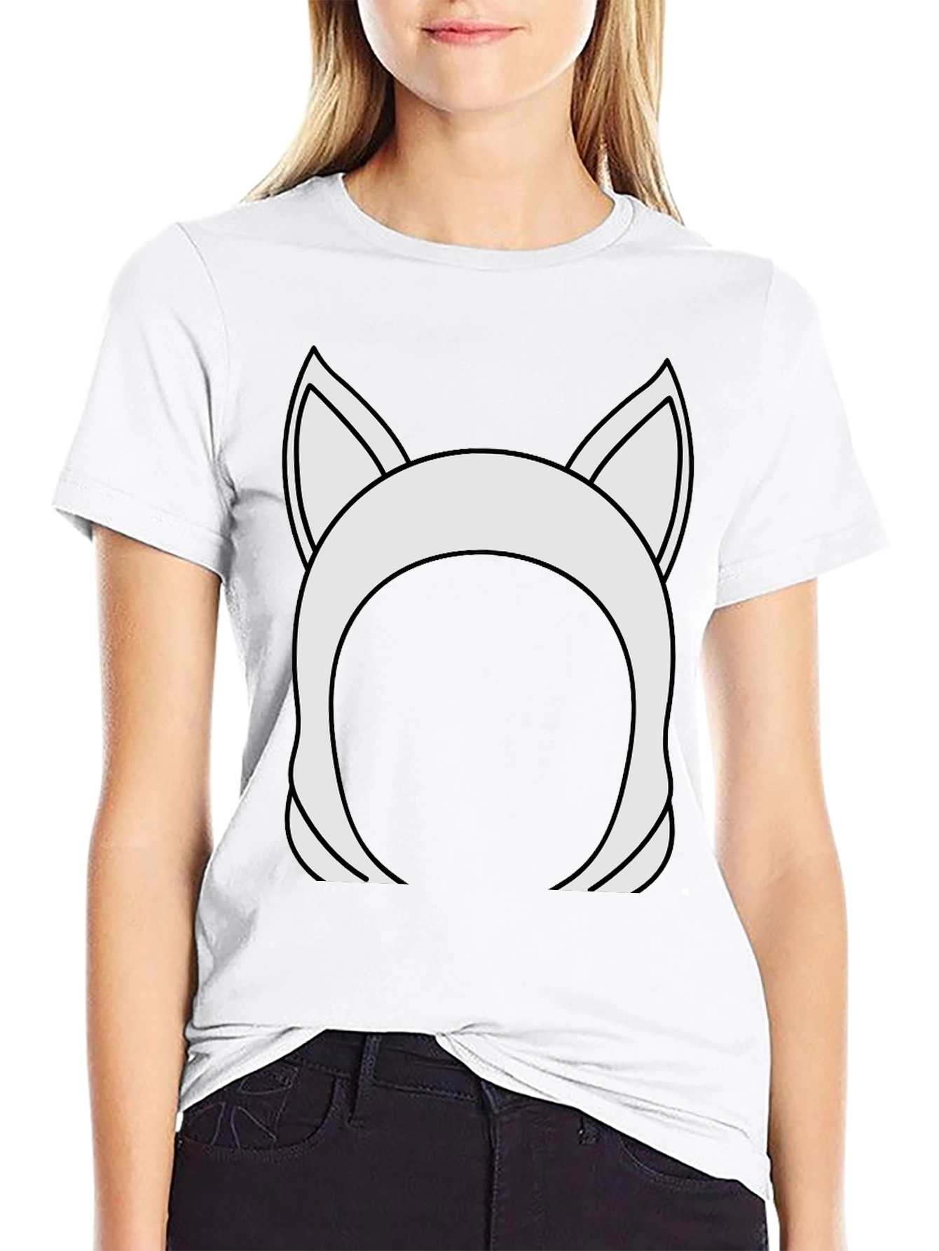 Cat Ear Headband Graphic Tee - Black