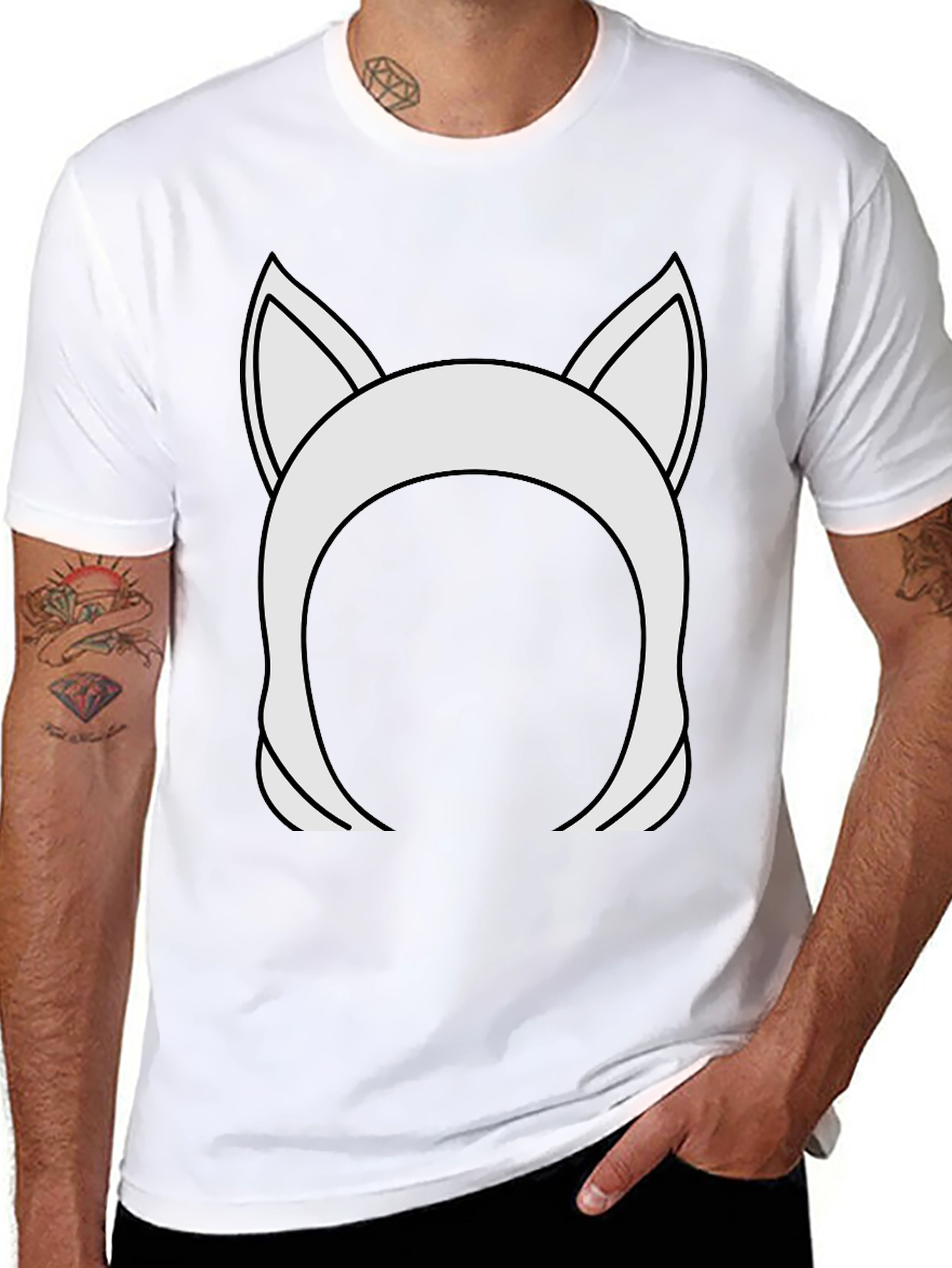 Cat Ear Headband Graphic Tee - Black
