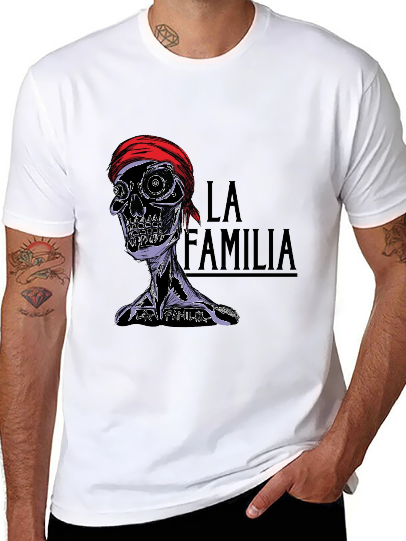 La Familia Skull Graphic Tee - Mens Black T-Shirt