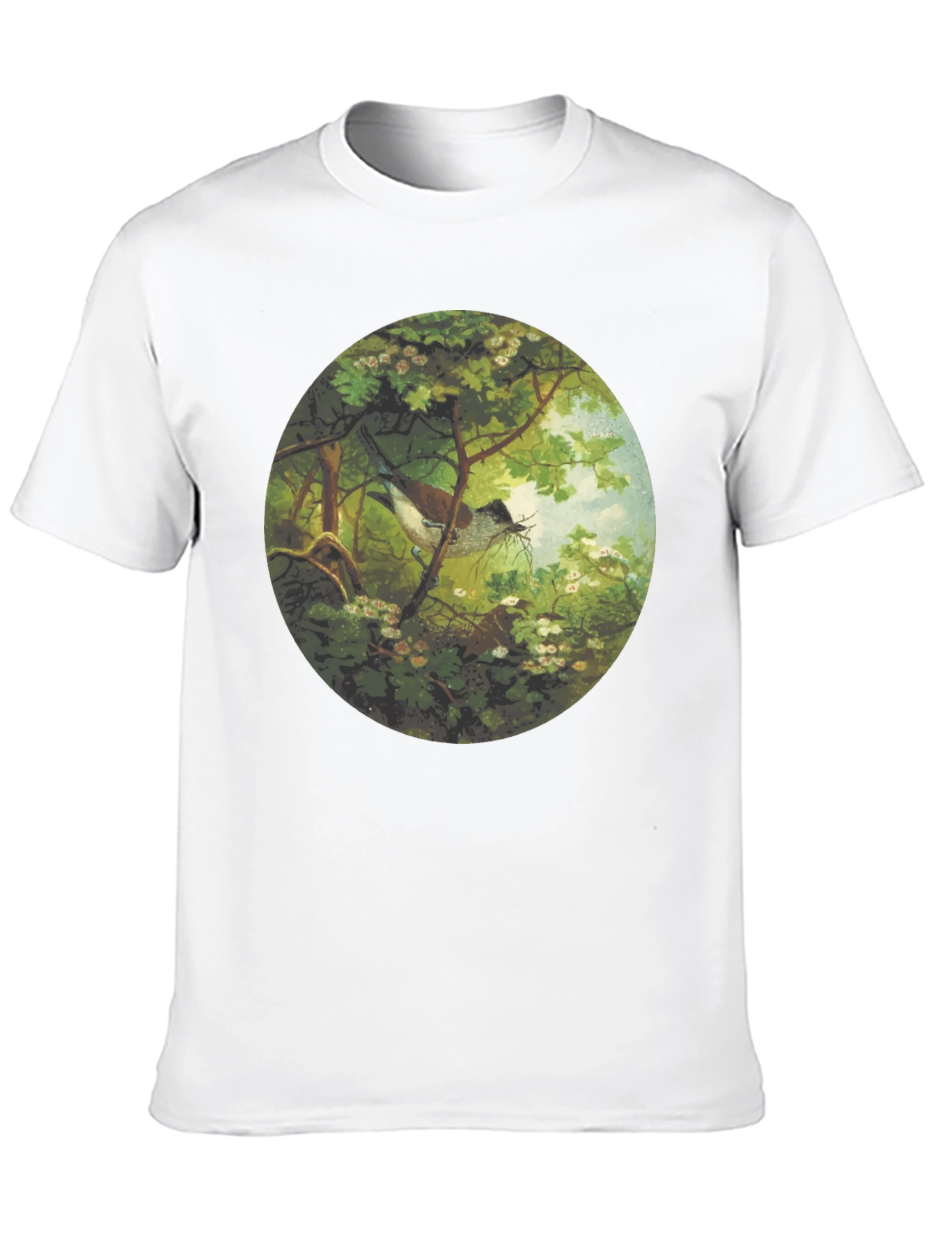 Bird & Nest Graphic Tee - Nature Art Shirt