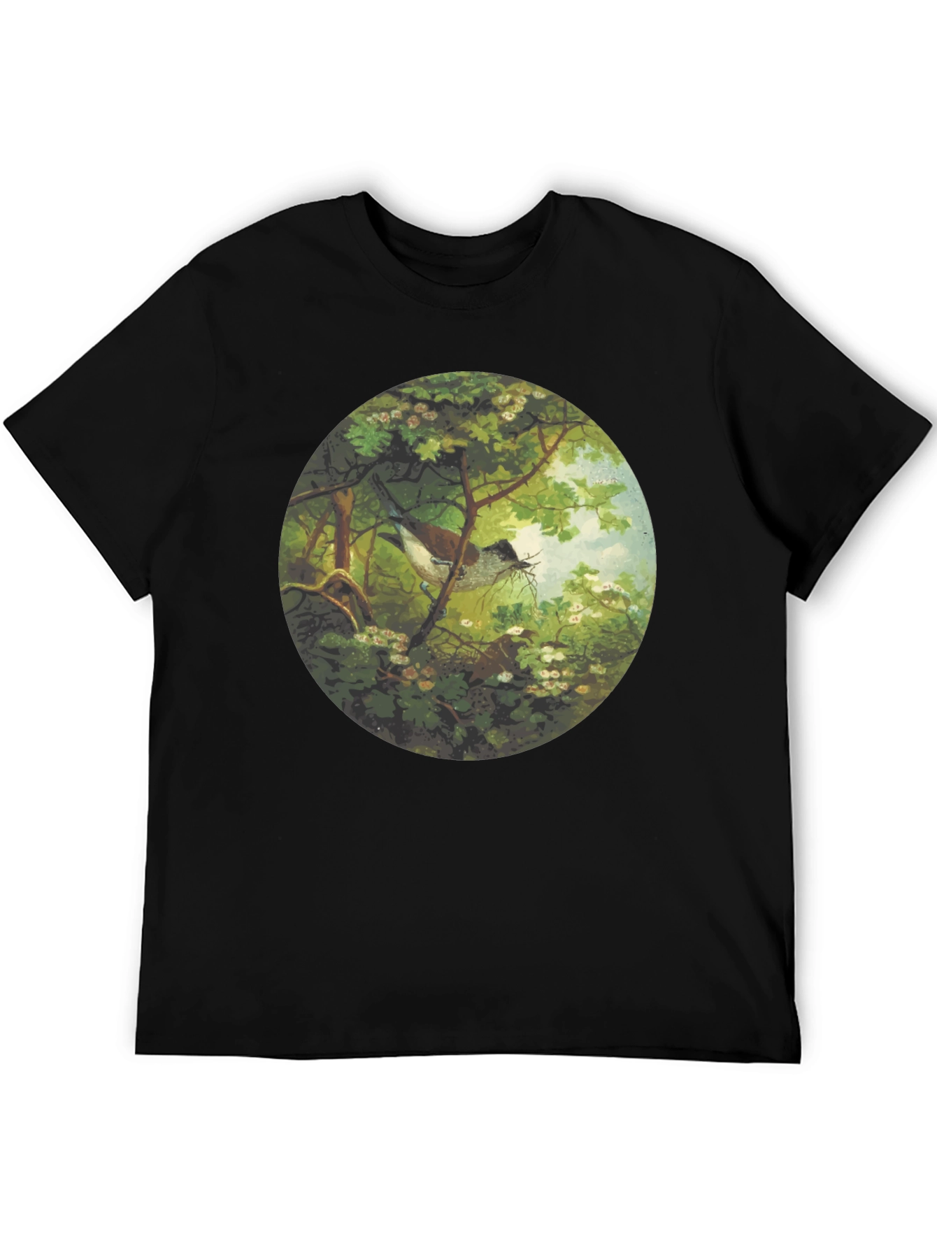 Bird & Nest Graphic Tee - Nature Art Shirt
