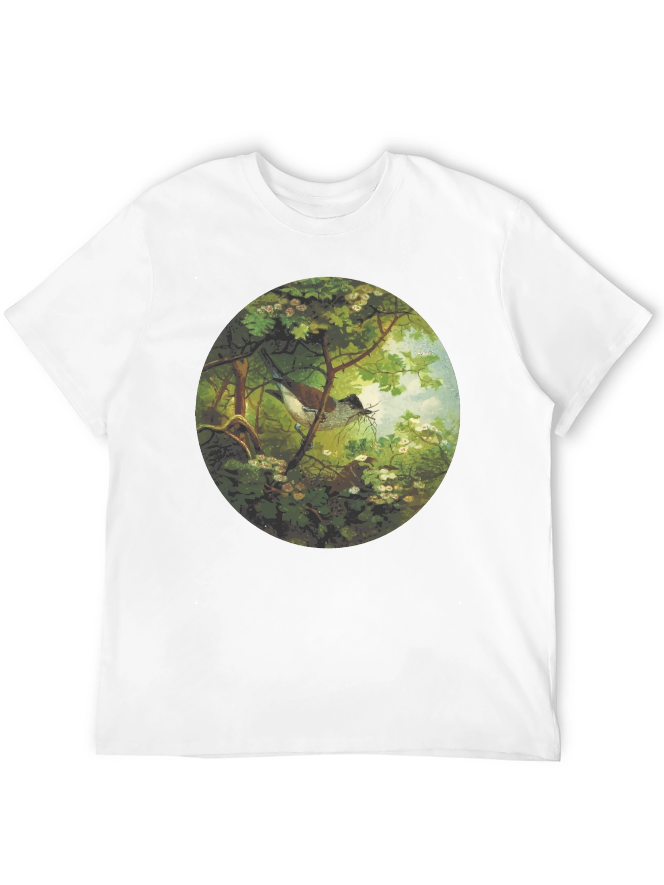 Bird & Nest Graphic Tee - Nature Art Shirt