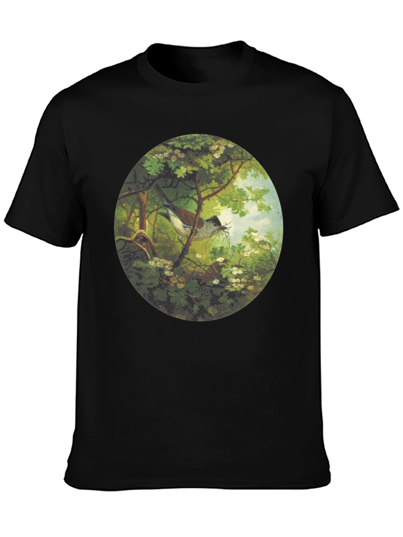 Bird & Nest Graphic Tee - Nature Art Shirt