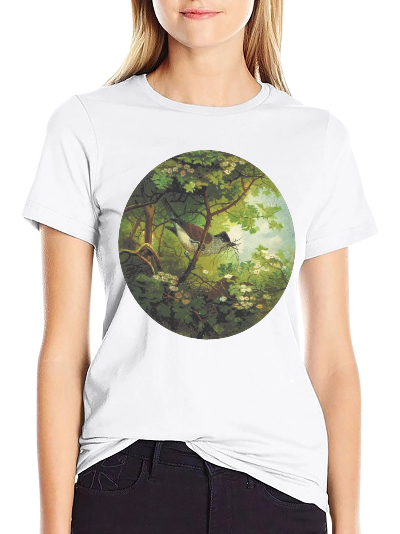 Bird & Nest Graphic Tee - Nature Art Shirt