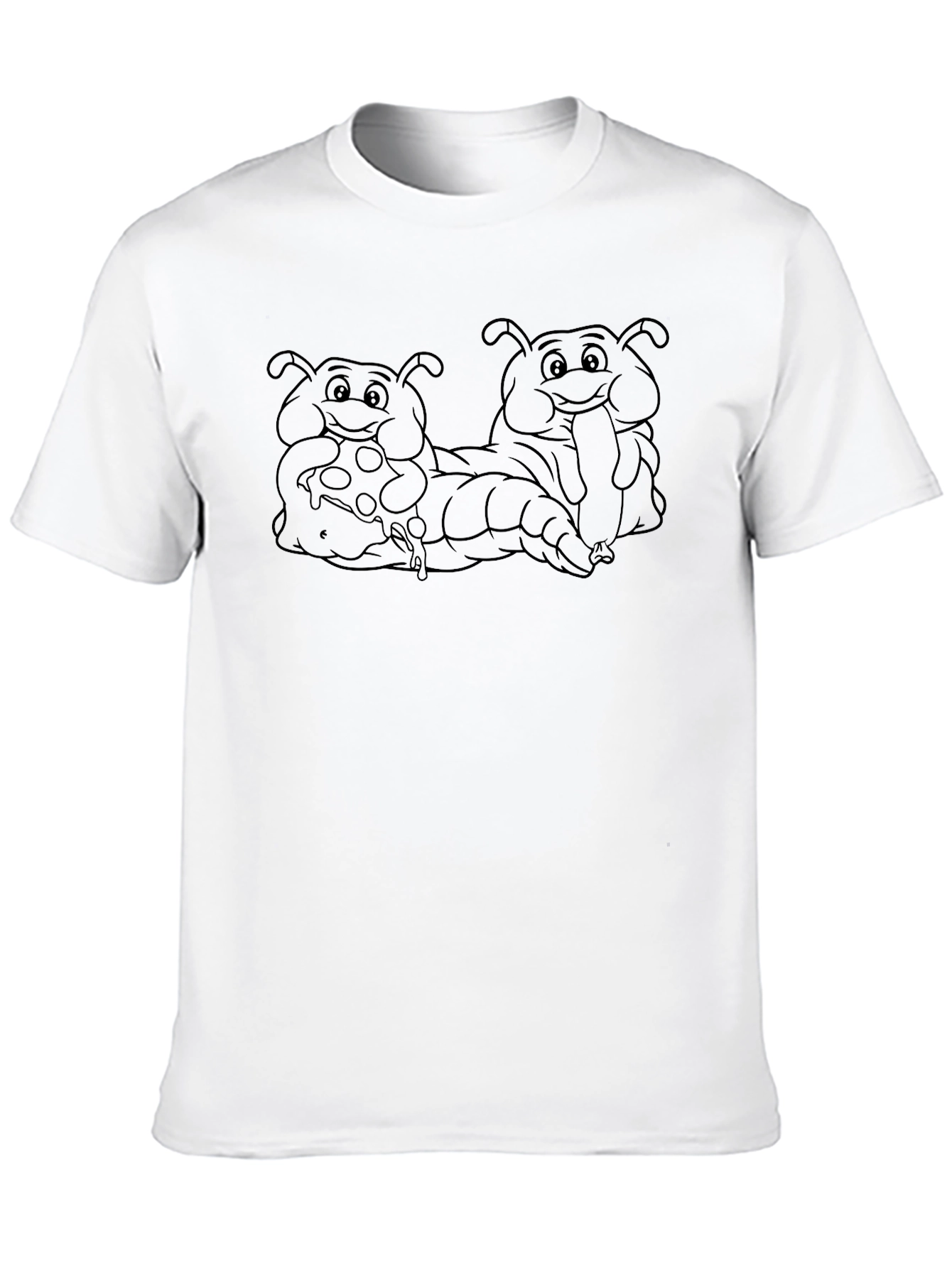 Cartoon Caterpillars Eating Pizza T-Shirt