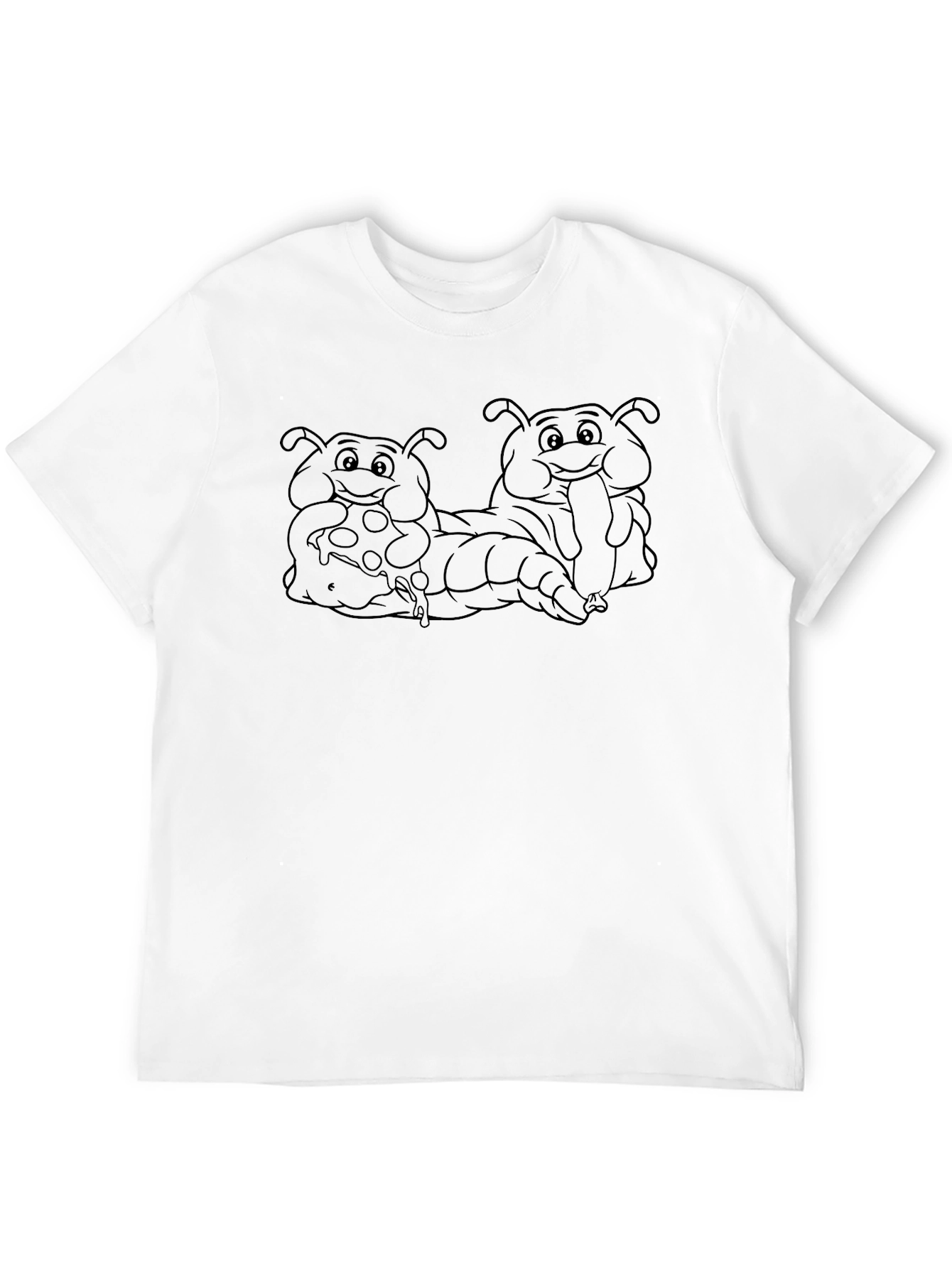 Cartoon Caterpillars Eating Pizza T-Shirt