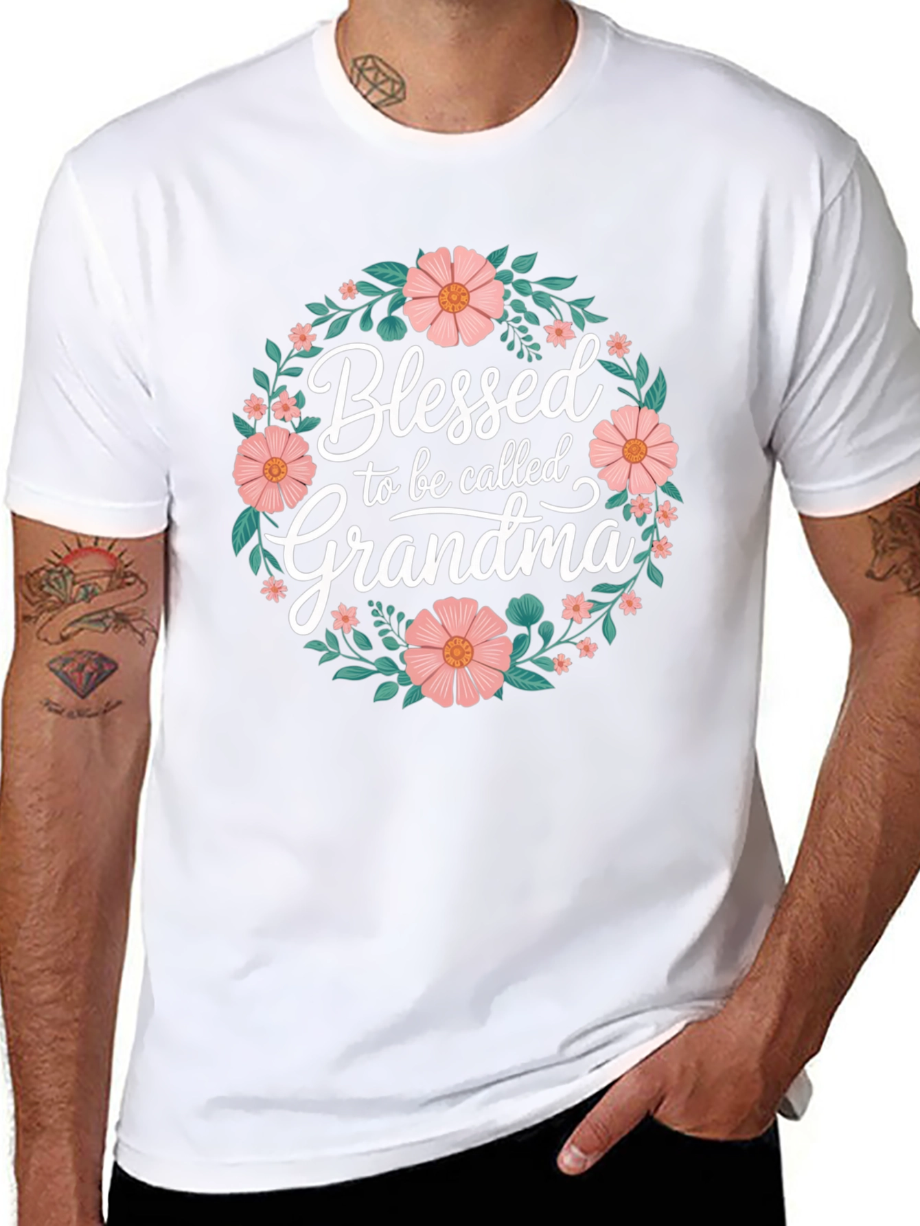 Blessed Grandma Floral Graphic T-Shirt