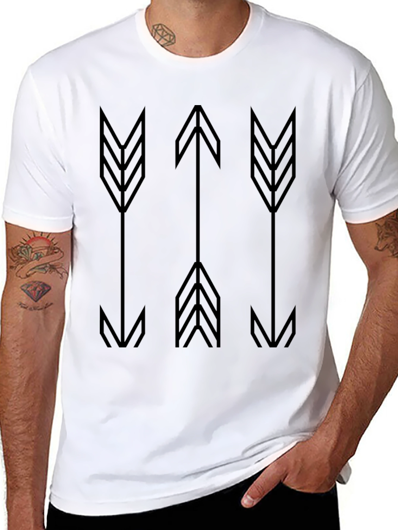 Geometric Arrow Graphic Tee - Modern Casual Style